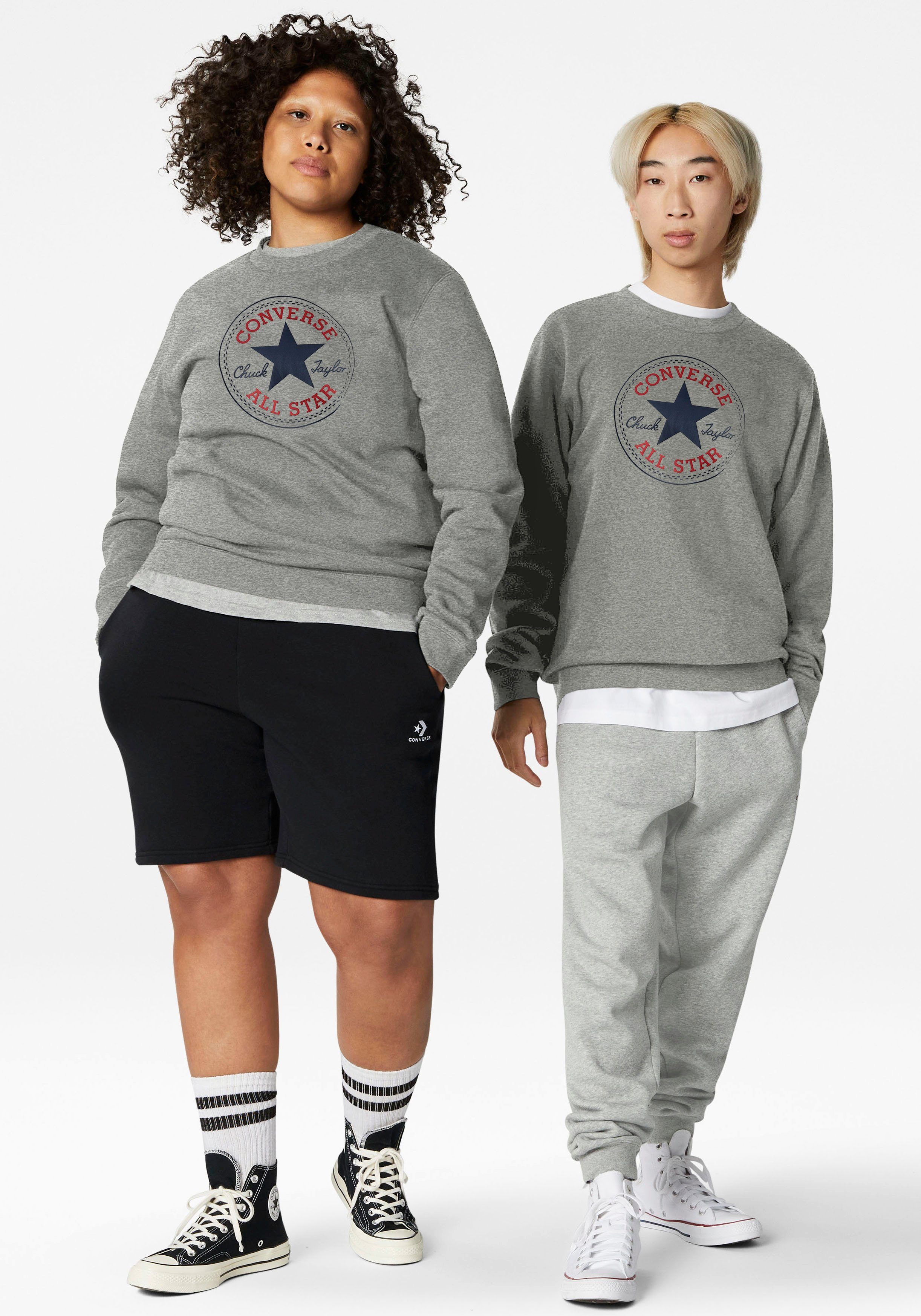 Converse Sweatshirt UNISEX ALL STAR grau PATCH BACK BRUSHED