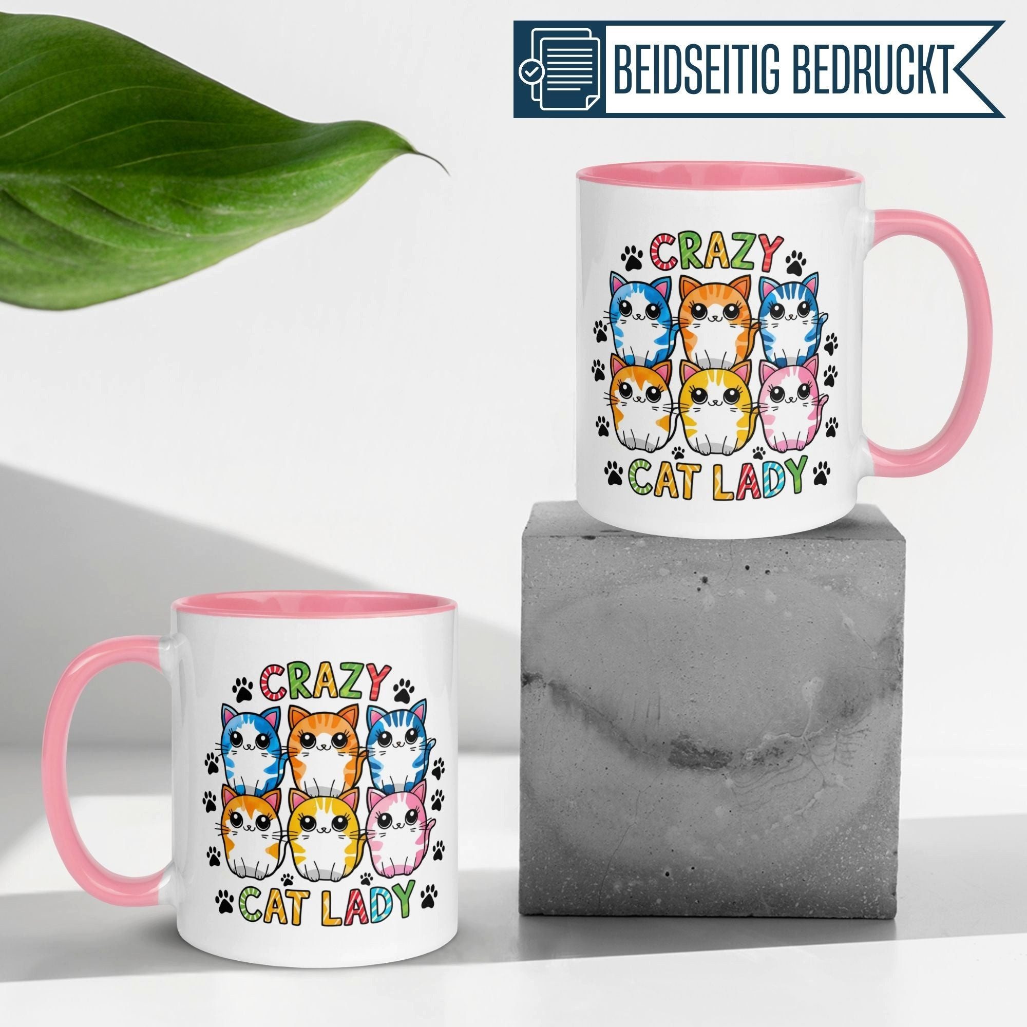 Momentals Tasse Katze – „Crazy Cat Lady“ – lustiger Katzen Geschenk Becher Katzenmama, Gratis Versand · Links-&Rechtshänder · Spülmaschinenfest