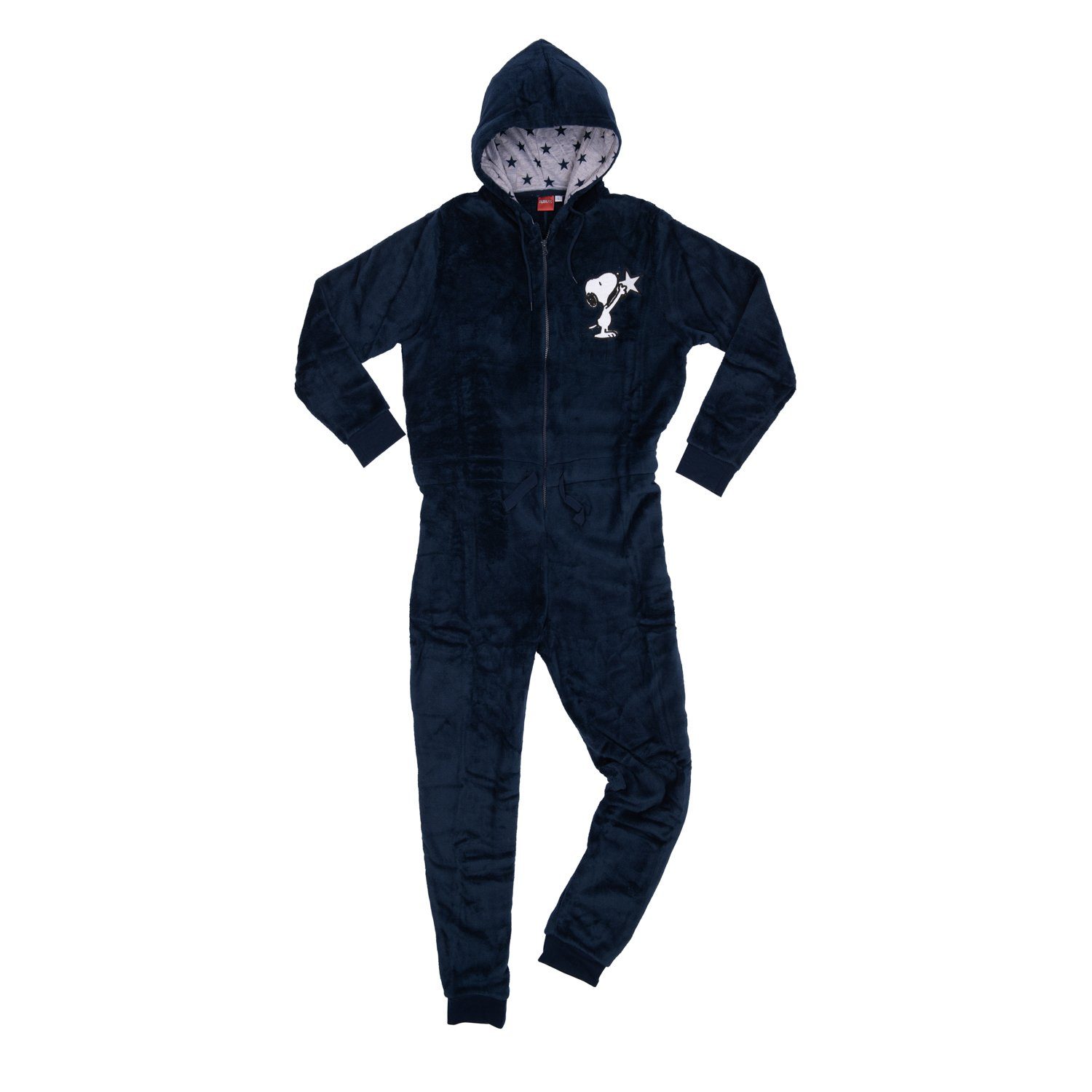 United Labels® Jumpsuit The Peanuts Snoopy Jumpsuit für Damen mit Kapuze Blau