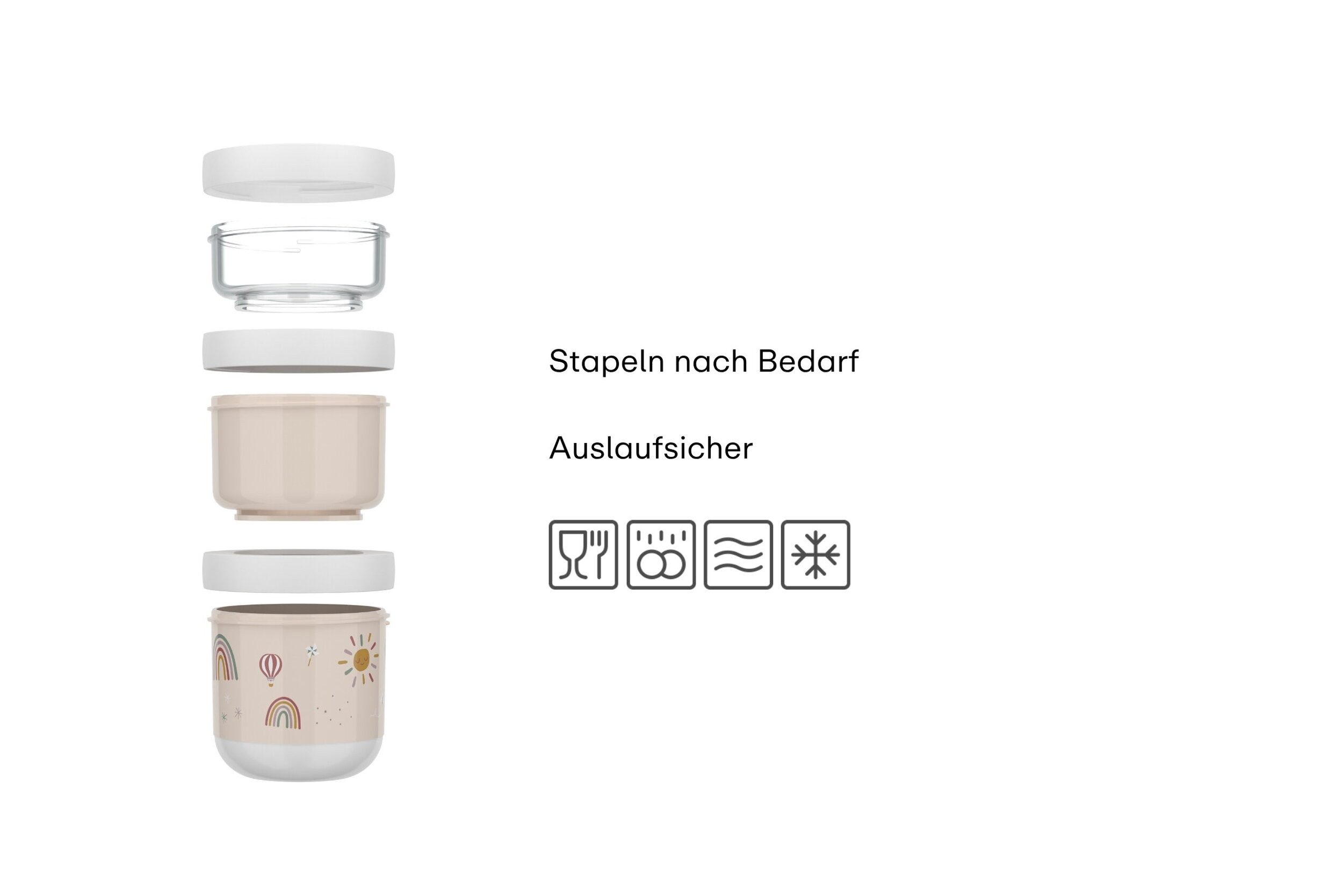 Mepal Kinderbesteck Mepal Mio 550 ml Snackbox stapelbar 3-teilig - Forest Friends