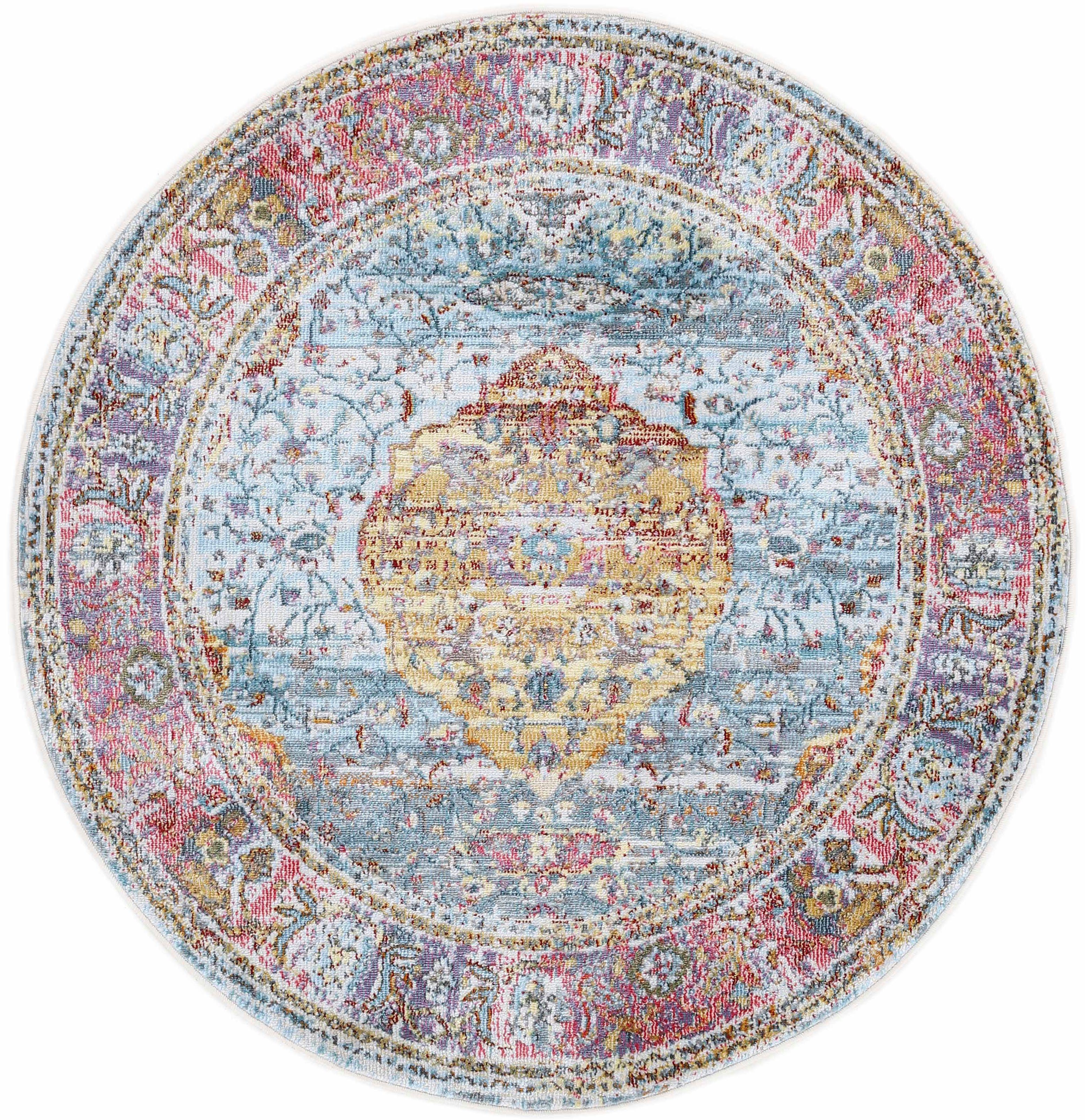 Farbgebung, rund, Look, Teppich Vintage 8 mm, in Höhe: Orient schöner Esha, carpetfine, Wohnzimmer