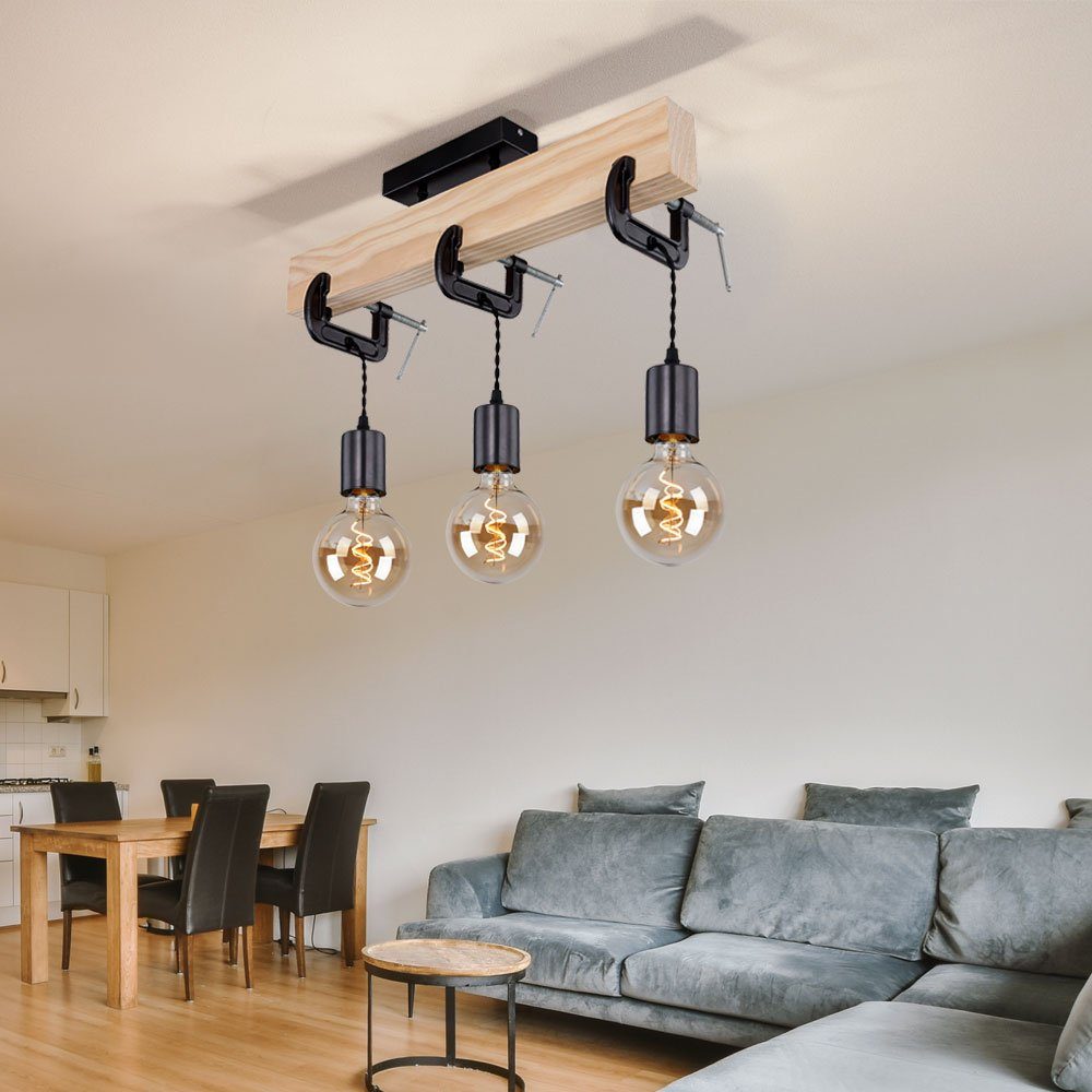 GLOBO LIGHTING Pendelleuchte, Leuchtmittel nicht inklusive, Holzleuchte Deckenlampe 3 flammig