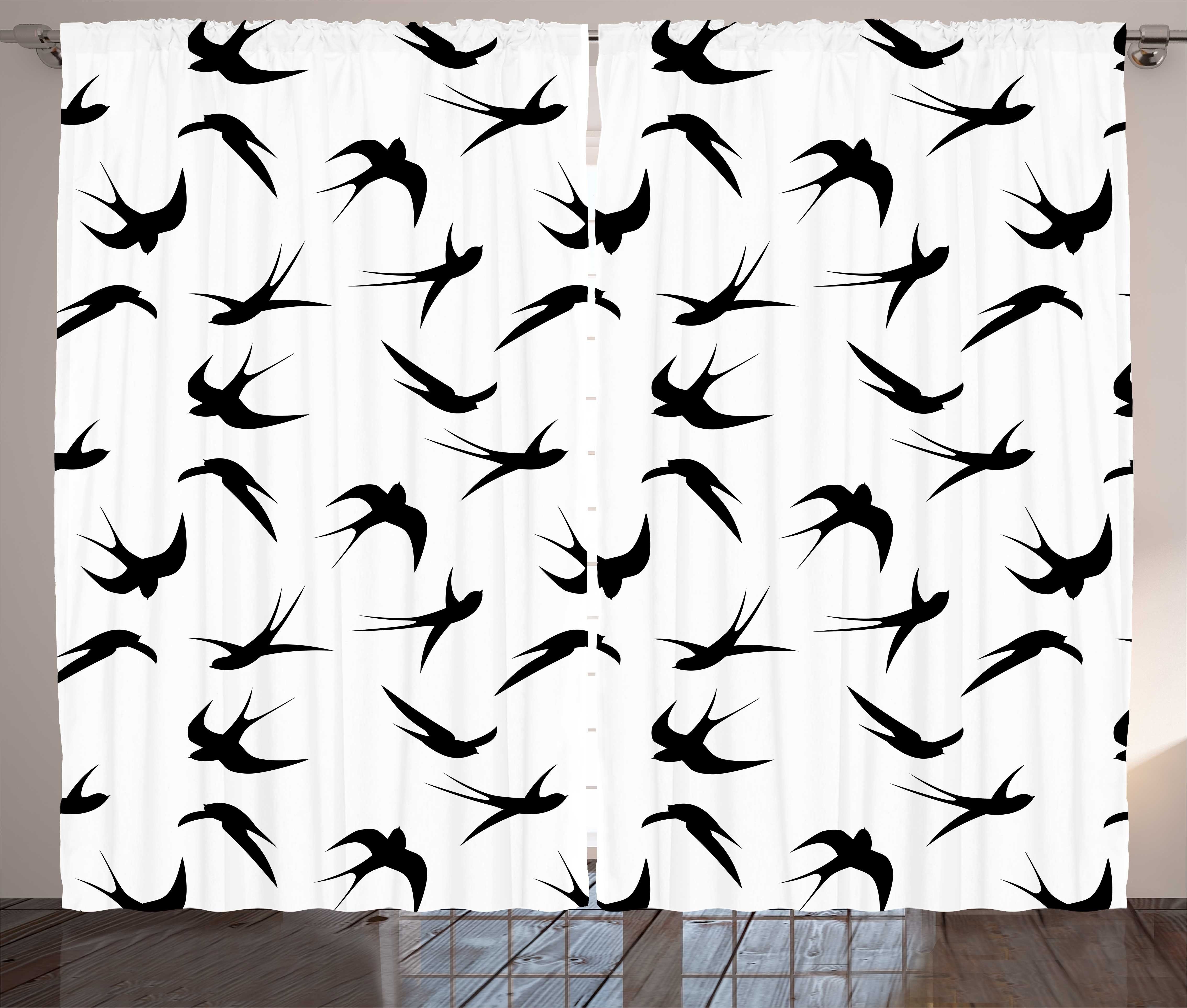Gardine Abstrakt Shadowy-Layout Tier Schlaufen mit Schlafzimmer und Kräuselband Haken, Vorhang Vogel Abakuhaus,