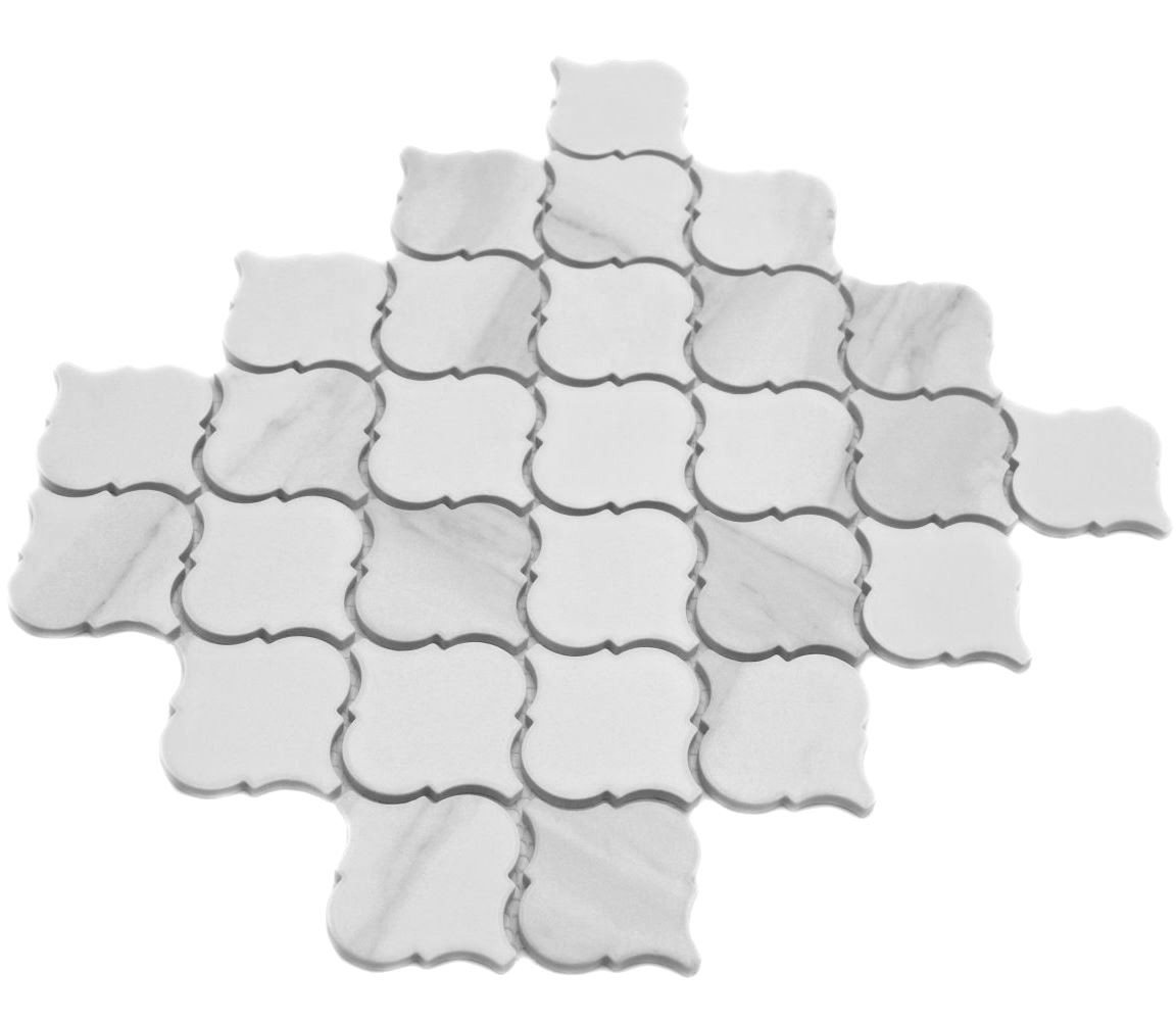 Thumbnail - Mosani Mosaikfliesen Keramik Mosaik Florentiner Carrara Vintage weiß grau