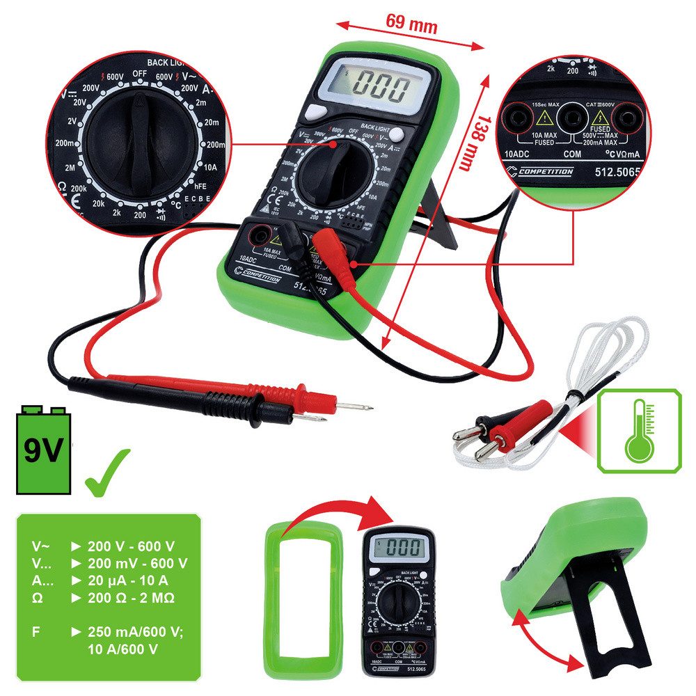 KS Tools Spannungsprüfer KS Tools Hand-Multimeter, (512.5065)