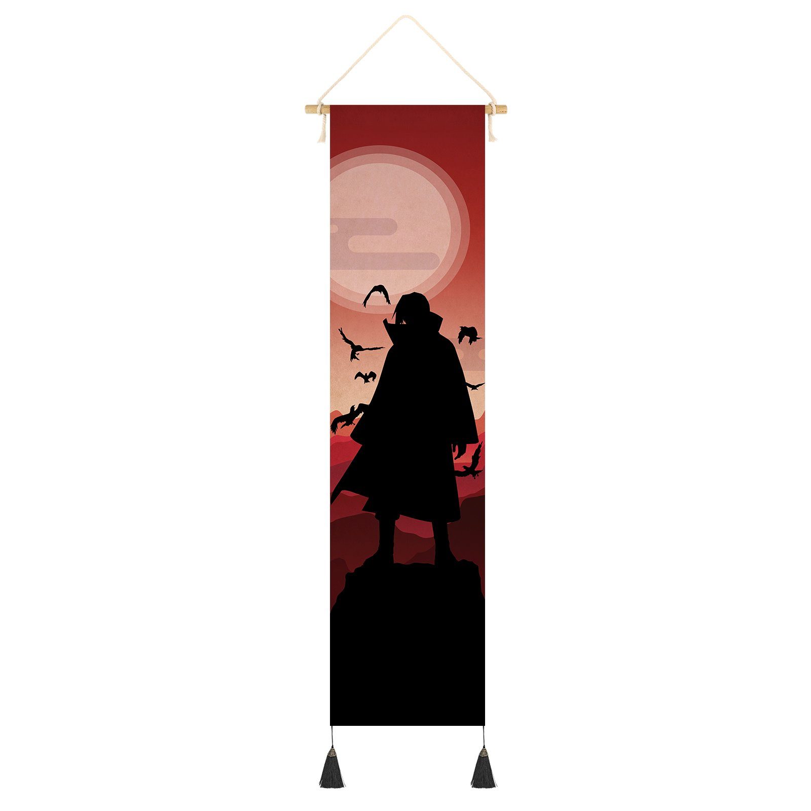 GalaxyCat Poster Hochwertiges Naruto Rollbild aus Stoff mit Schattenriss, Kakemono, Itachi Uchiha, Naruto Schattenriss Rollbild / Wallscroll
