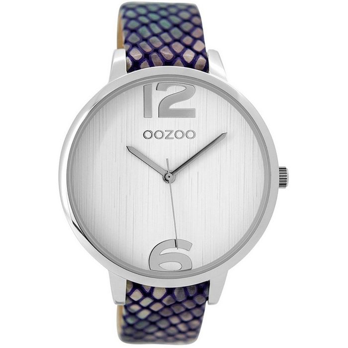 OOZOO Quarzuhr Oozoo Damen Armbanduhr (Armbanduhr) Damenuhr rund groß (ca. 42mm) Lederarmband Fashion-Style