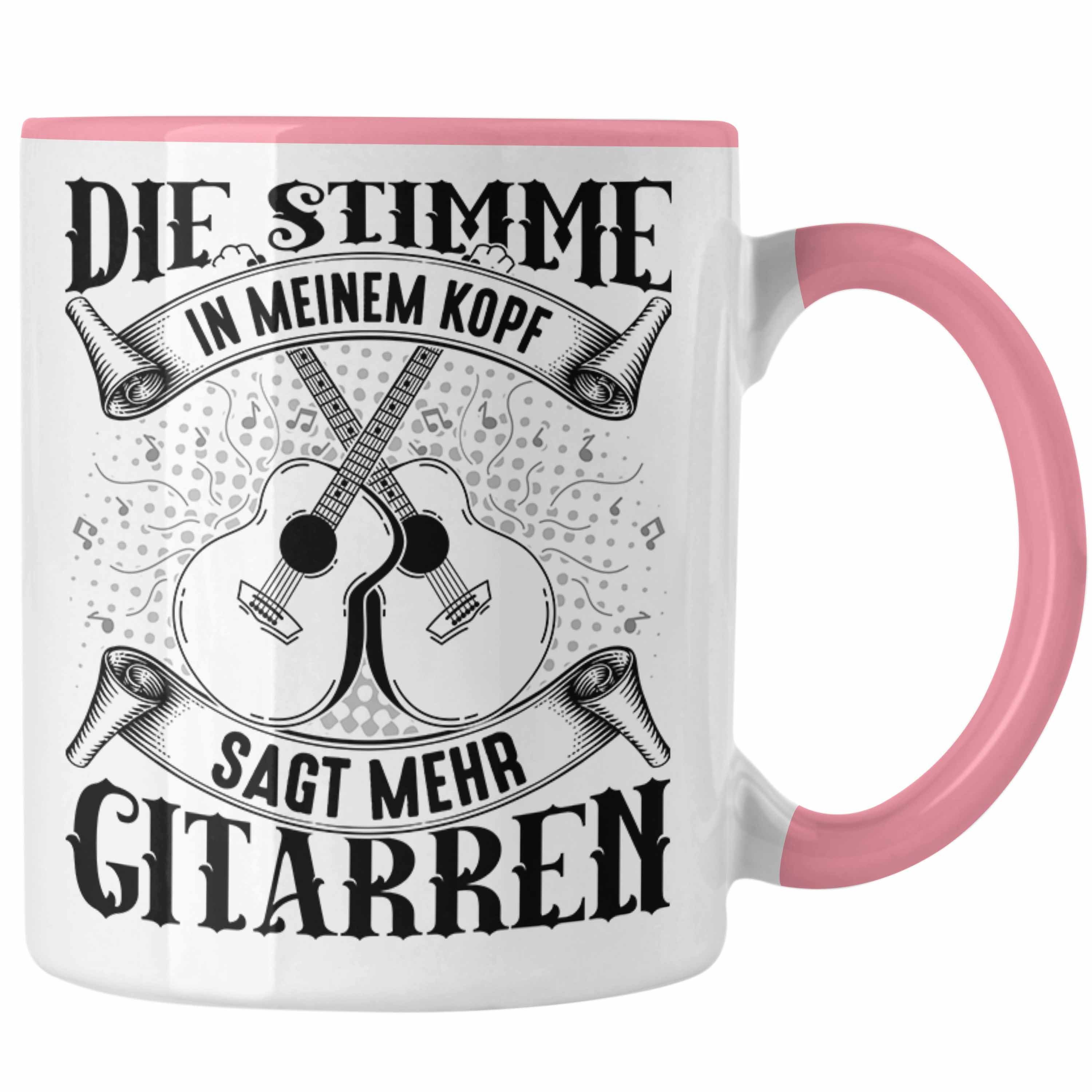 Trendation Tasse Gitarrenspieler Spruch Rosa Tasse Geschenkidee Gitarre Kaffee-Bech Geschenk