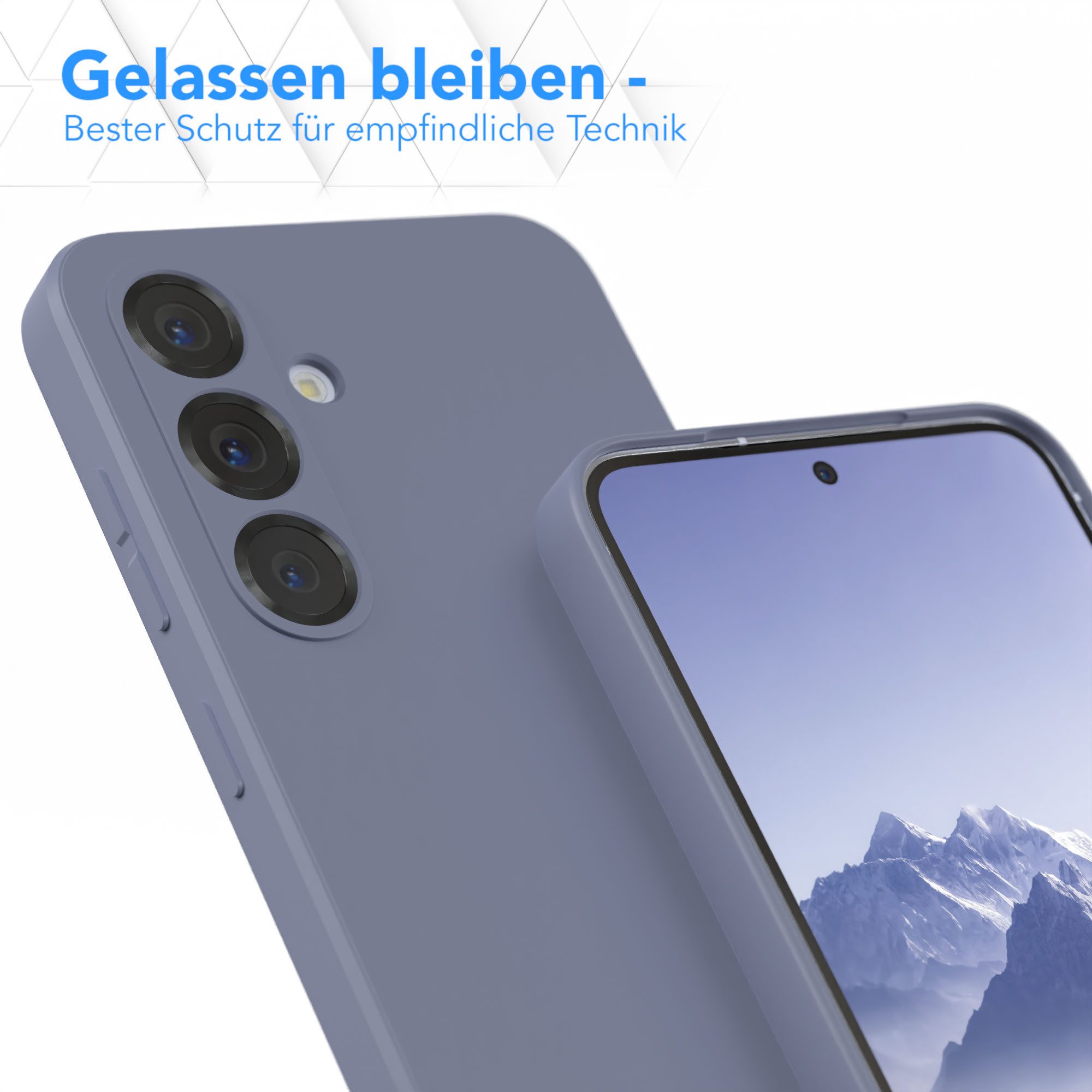 EAZY CASE Handyhülle für Samsung Galaxy S25 Hülle Silikon 6,2 Zoll, Silikon Schutzhülle mit Kameraschutz Matt Back Cover Soft Eis Blau – Bild 4 von 5