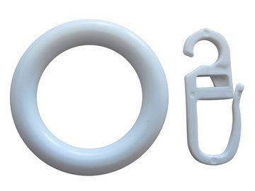 Gardinenring Ring mit Haken Ø 23mm innen & Ø 35mm außen, Gardinenzubehör, rewagi, Gardinen, Vorhänge, Gardinenstange, Seitenschals, Flächenvorhänge, (10-St., Farbe: weiß / Groß), Verkaufseinheit: 10, 25, 50, 100 Stück.