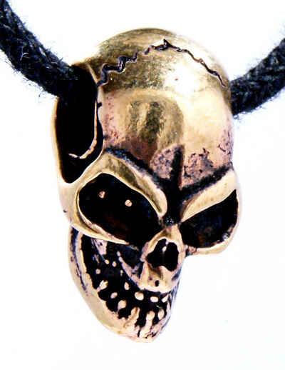 Kiss of Leather Kettenanhänger Totenkopf Skull Schädel Biker Bike Totenschädel Motorradfahrer Bronze