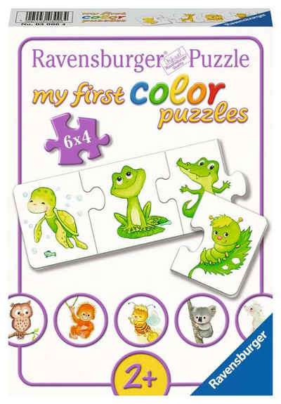 Ravensburger Puzzle 6 x 4 Teile my first color puzzles Meine liebsten Tierkinder 03006, 4 Puzzleteile