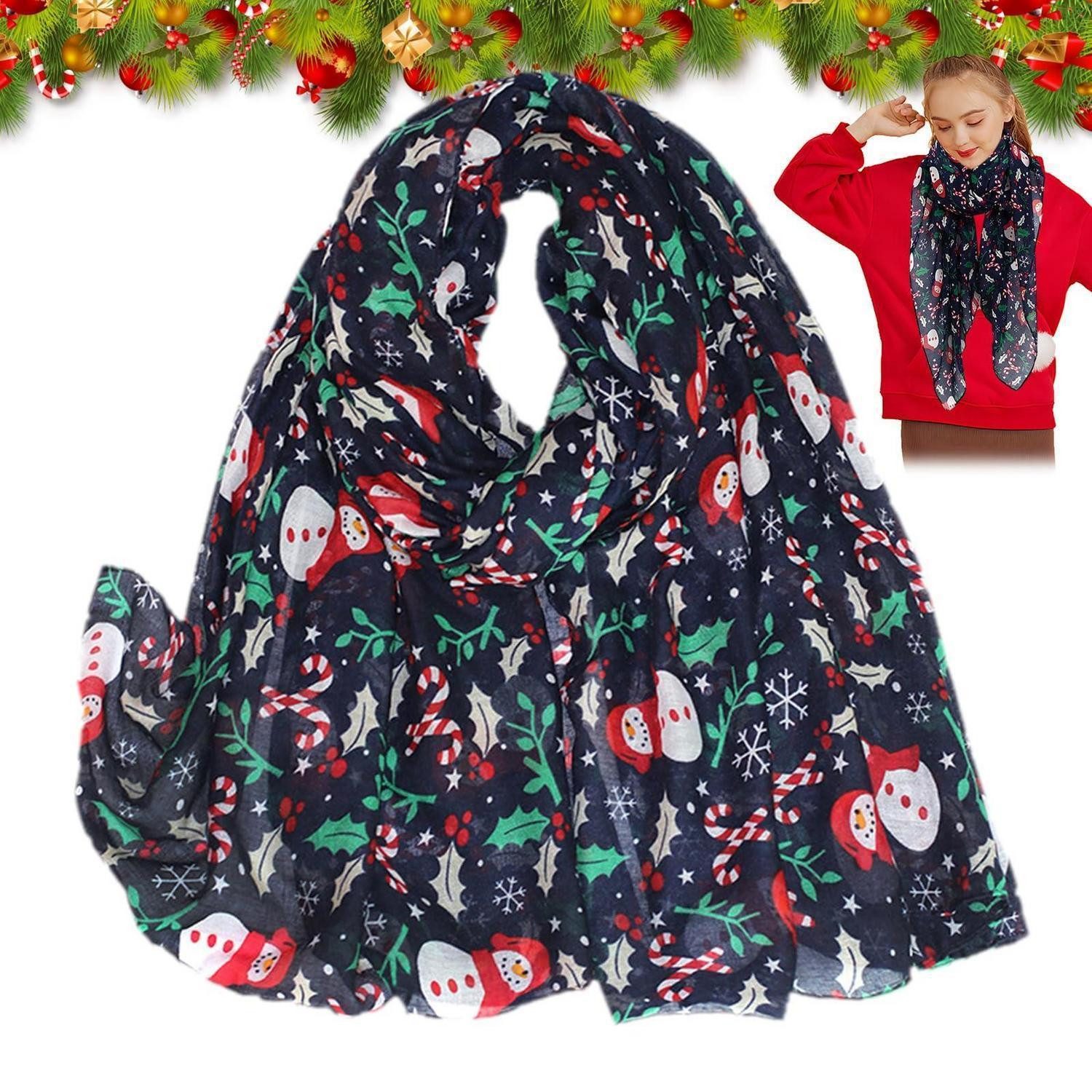 LuxusKollektion Modeschal Schal Damen Baumwolle Weihnachtsmotiv 90x180cm, (1-St)