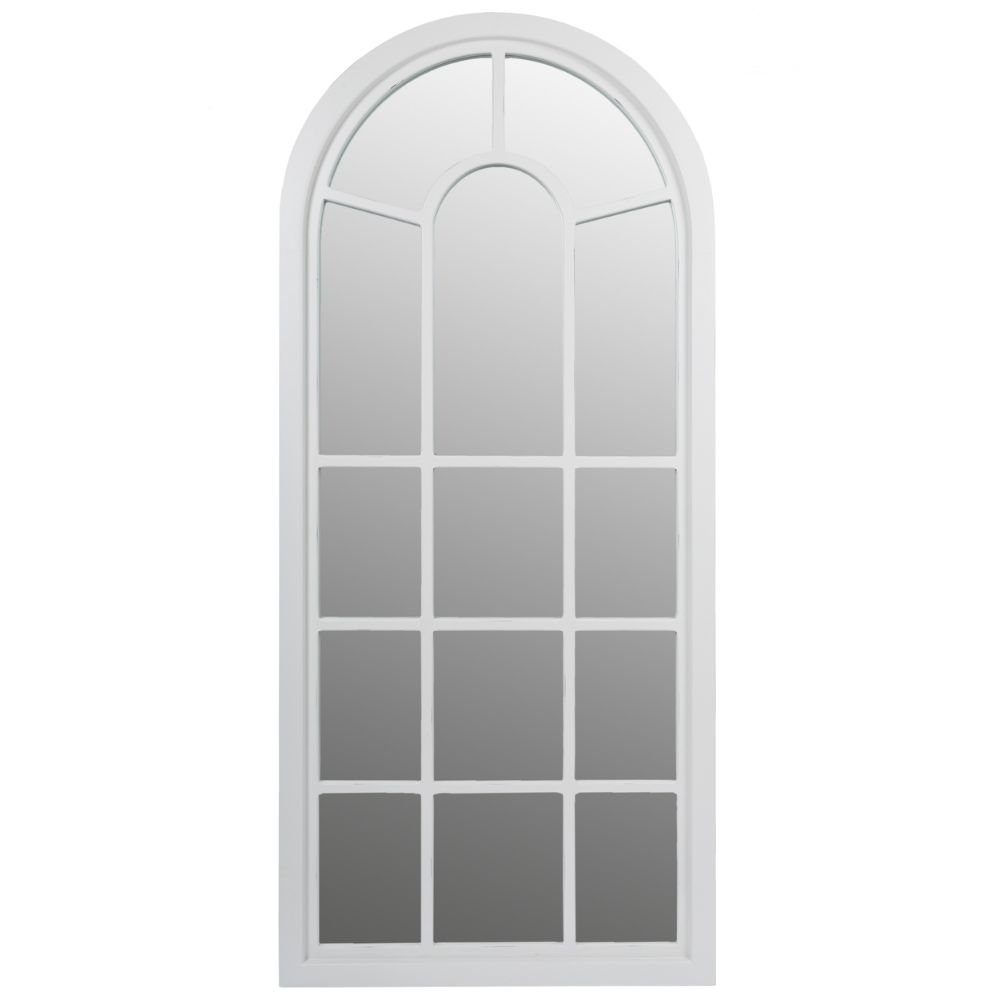 Wandspiegel Shabby Chic Rundbogen-Fenster-Spiegel 160cm weiss Landhaus