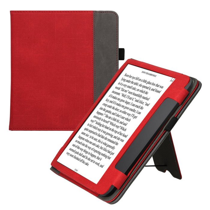 kwmobile E-Reader-Hülle Flip Schutzhülle für Tolino Epos 3 Handschlaufe - Cover Wildleder-Optik