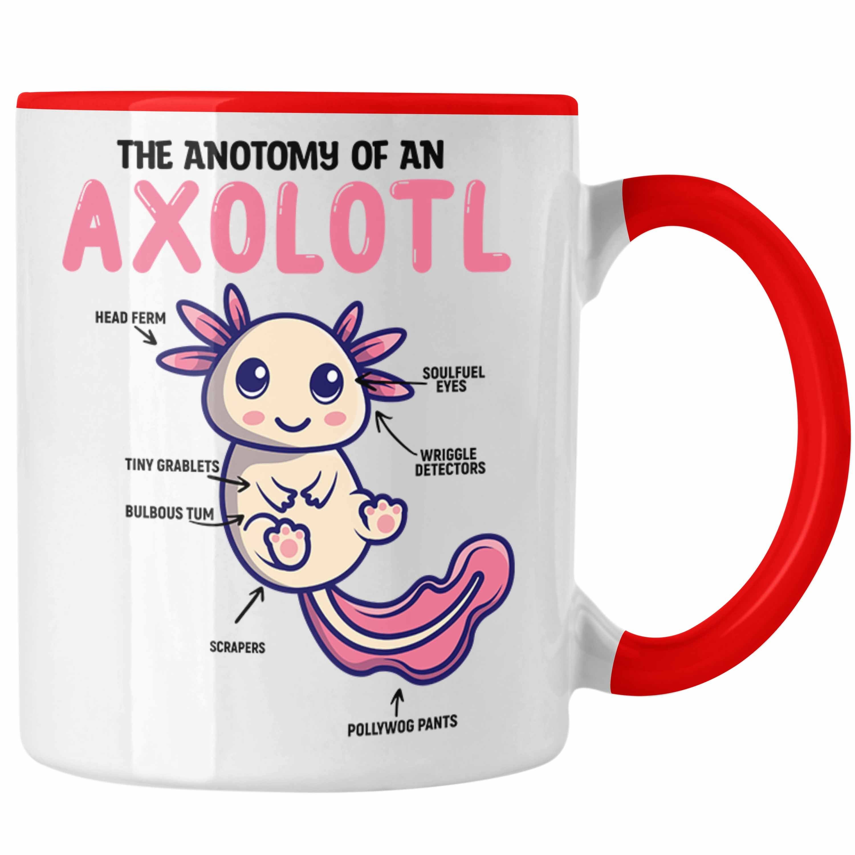 Trendation Tasse Trendation - Axolotl Tasse Geschenk für Schwanzlurch-Liebhaber Rot