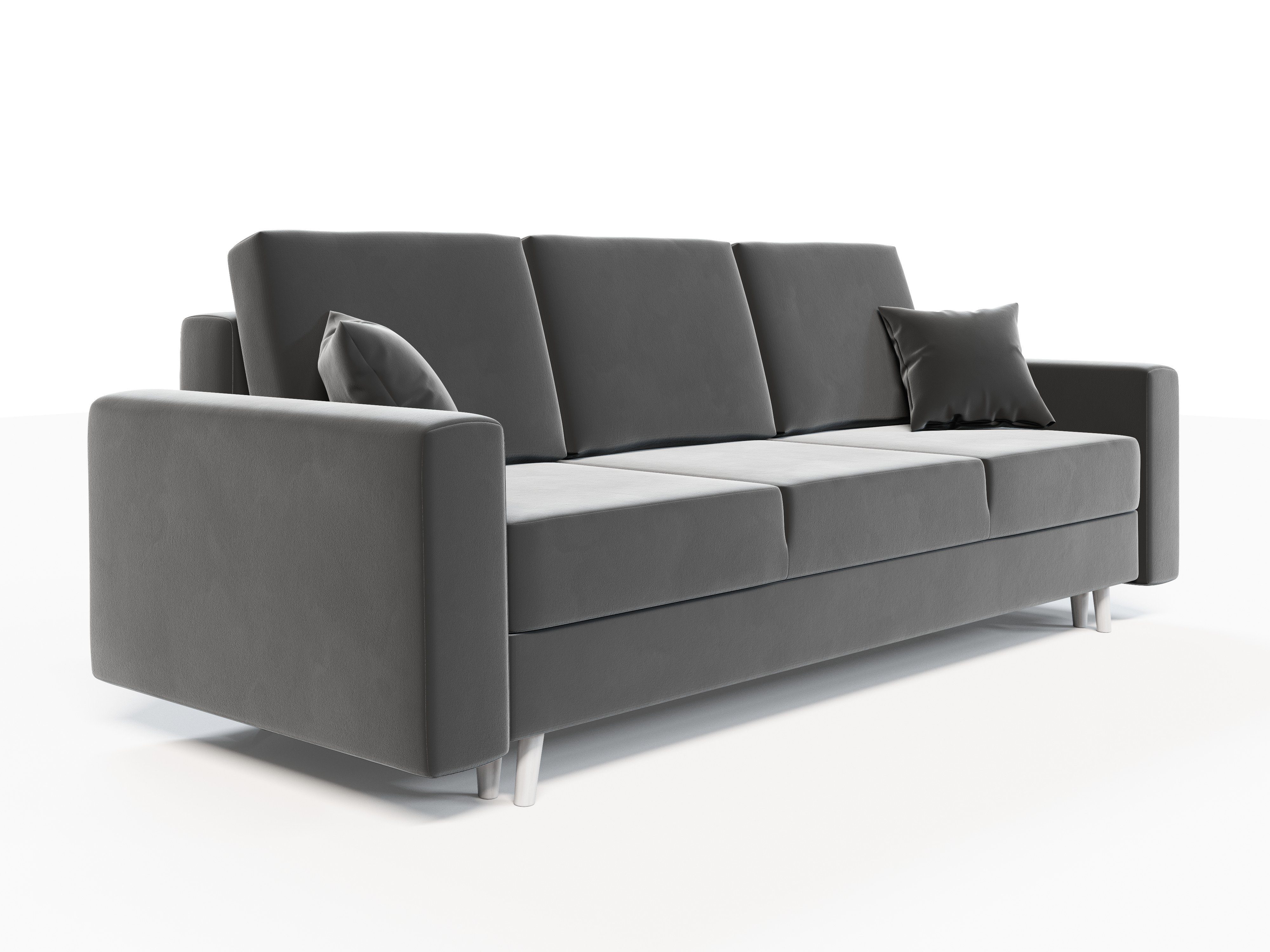 COUCH KRONOS Schlaffunktion Sofa 236cm und mit Bettkasten Grau Schlafsofa, pressiode