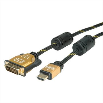 ROLINE GOLD Monitorkabel DVI (24+1) - HDMI, ST/ST Audio- & Video-Kabel, DVI-D 24+1, Dual-Link Männlich (Stecker), HDMI Typ A Männlich (Stecker) (100.0 cm)