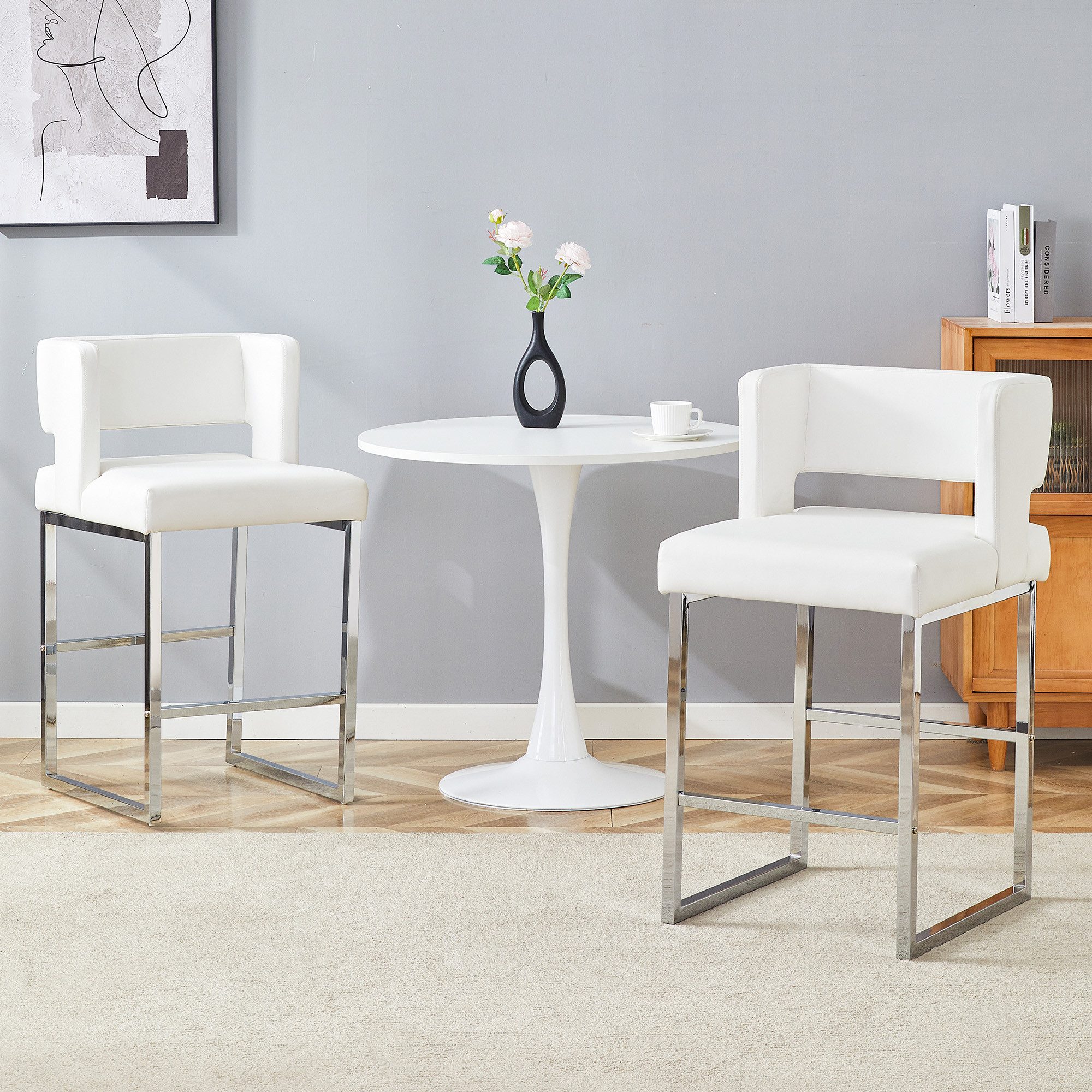 OKWISH Barhocker Polsterstuhl Barstühle 2er-Set (quadratische Sitzform mit Metallbeinen, leichtes komfortables Design), Wohnzimmerstuhl