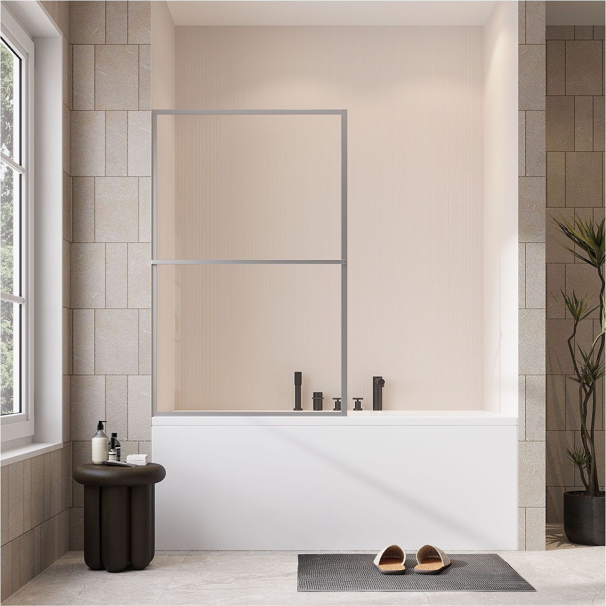 welltime Badewannenaufsatz Block, Einscheibensicherheitsglas, (1 tlg), 6mm ESG und Antikalkversiegelung,extra schlanker Rahmen