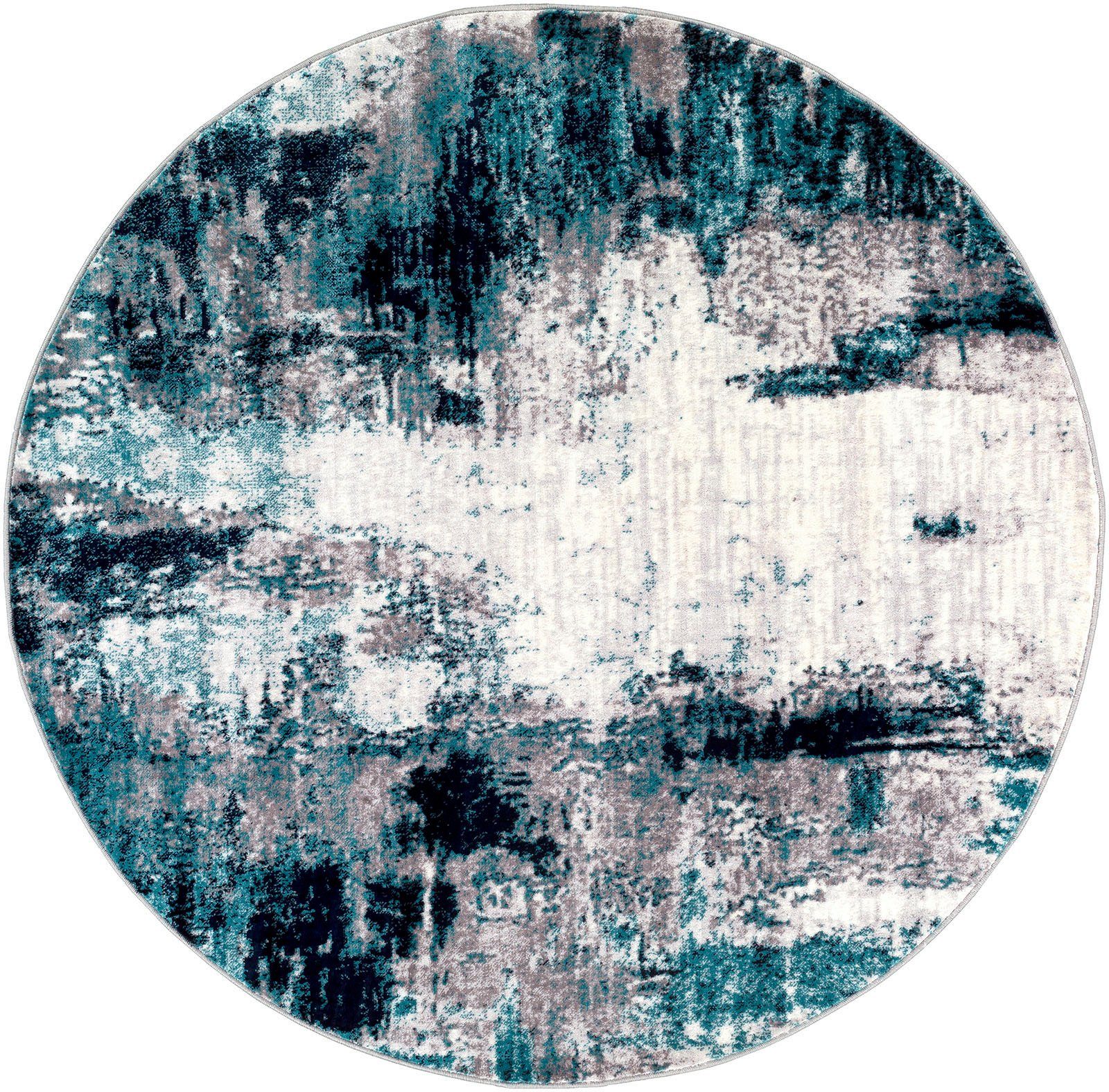 Teppich Abstract, Surya, rund, Höhe: 11 mm, Höhe: 11 mm | Kurzflor-Teppiche