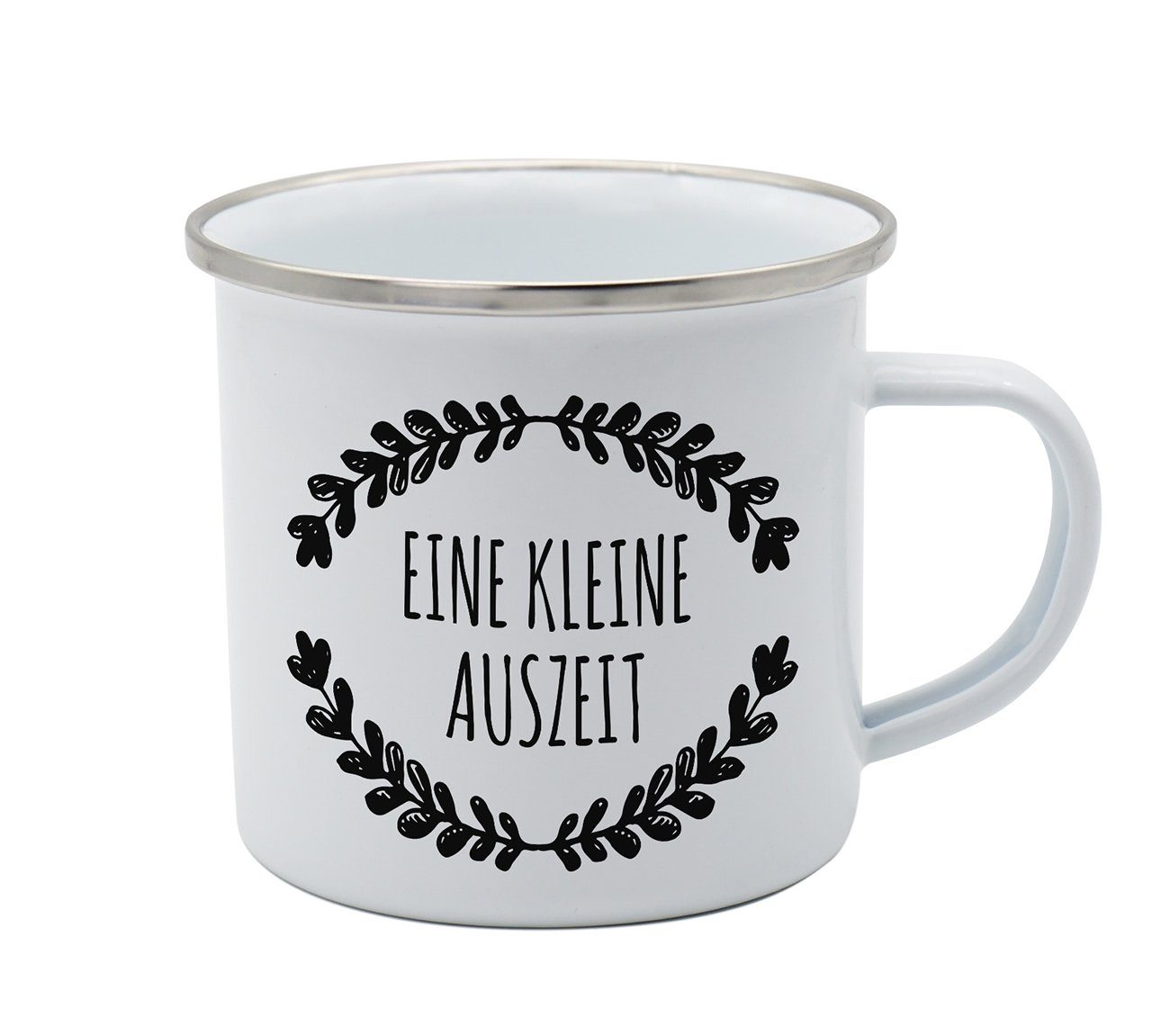 Geda Labels GmbH Tasse Kleine Auszeit Emaille, Emaille, Weiß, 350ml, nicht spülmaschinengeeignet