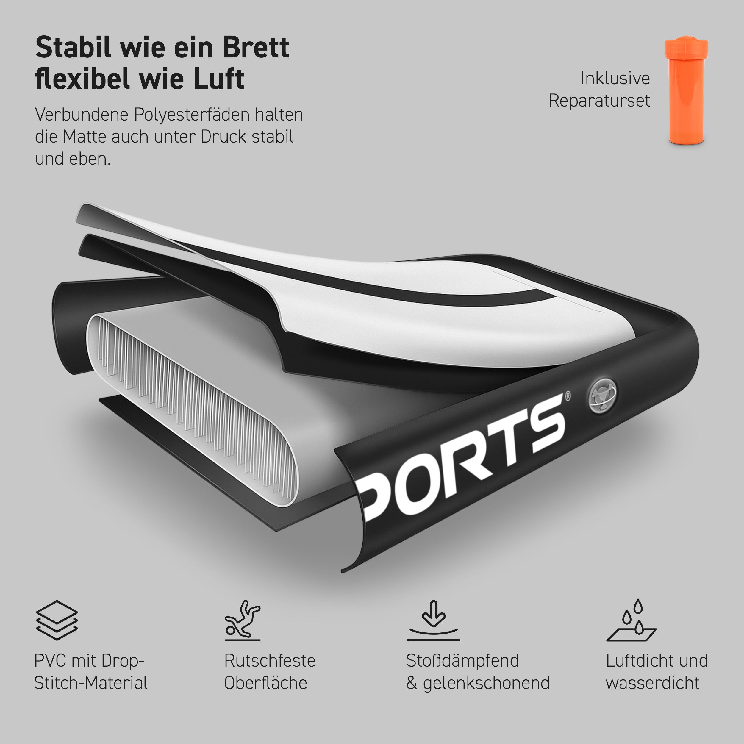 MSports® Turnmatte Air Track Matte 10 cm – aufblasbare Gymnastik‑ & Tumbling Matte