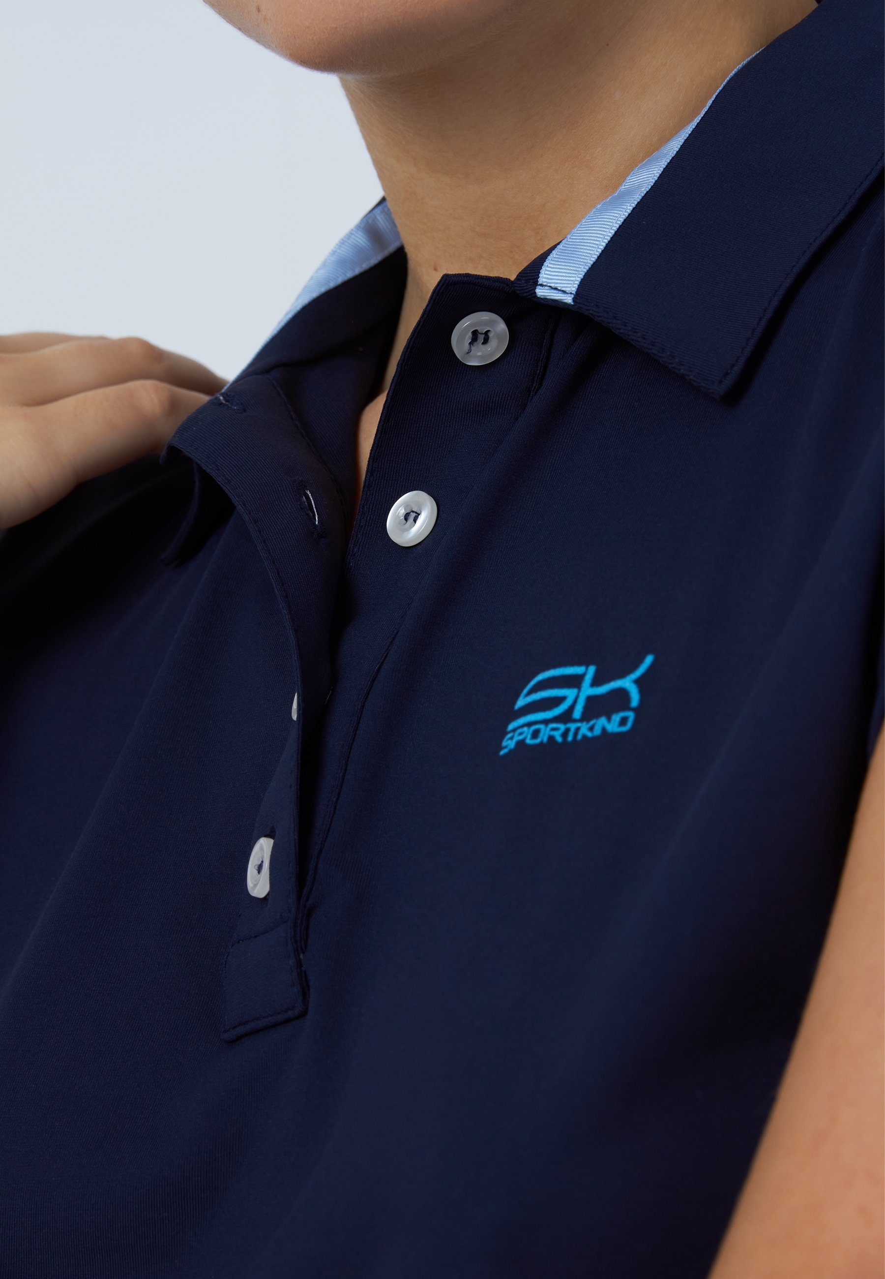 Regelmäßige Handhabung SPORTKIND Funktionsshirt Golf Polo Damen Mädchen Loose-Fit Shirt & blau navy