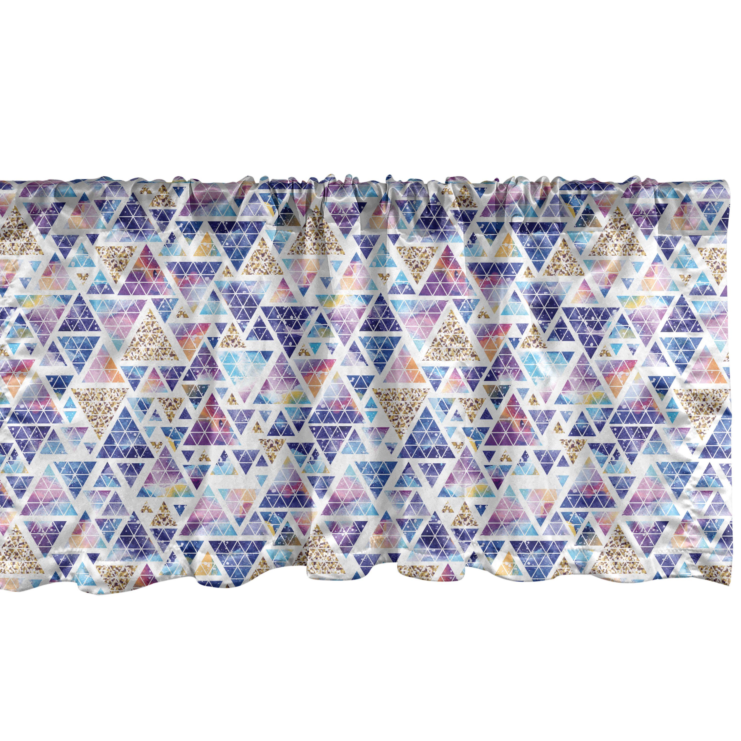 Scheibengardine Vorhang Volant für Küche Schlafzimmer Dekor mit Stangentasche, Abakuhaus, Microfaser, Geometrisch Dreieckförmigen Raum-Kunst