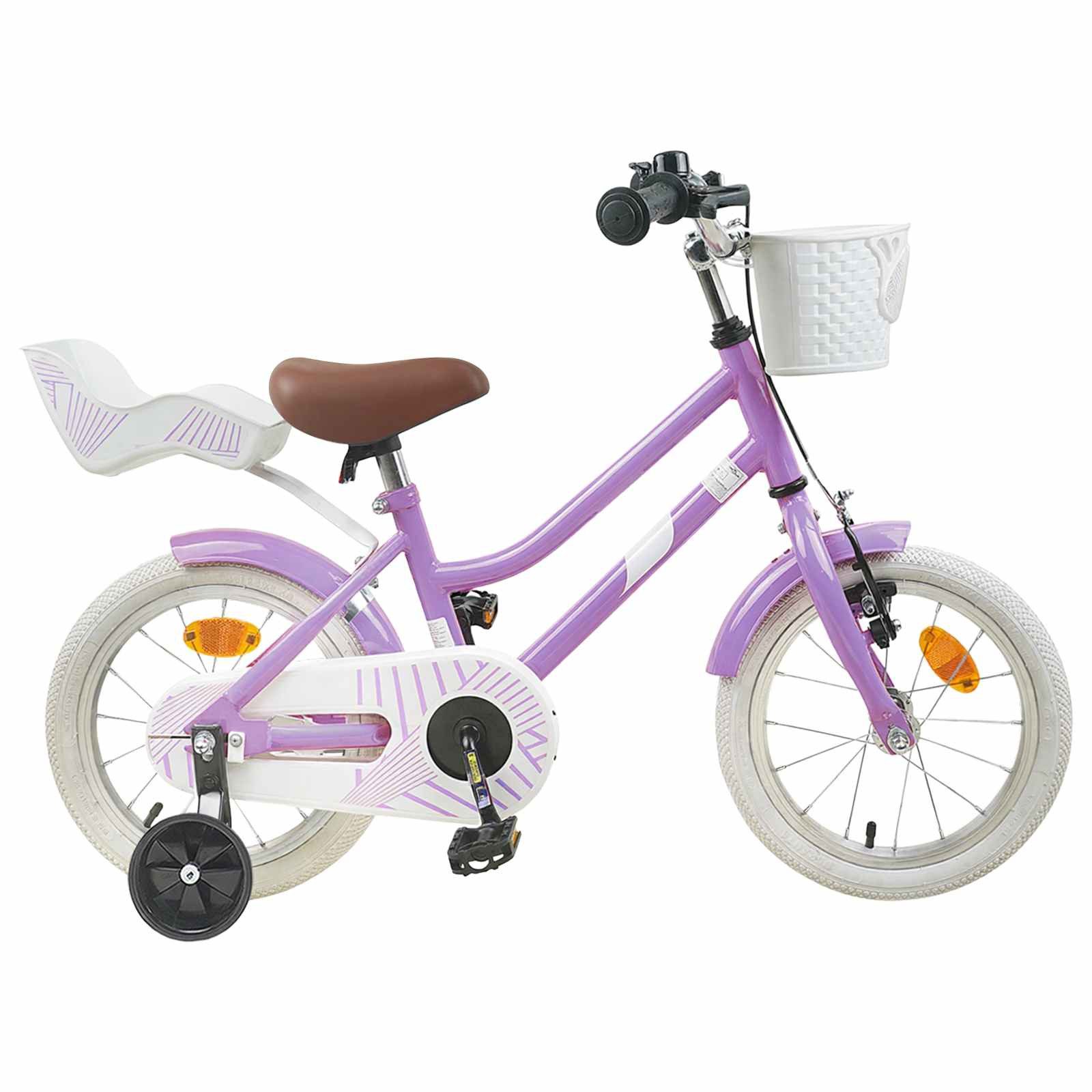 vidaXL Kinderfahrrad 90 x 49 x 67,5 cm Kinderfahrrad 12 Zoll für 2-4 Jahre alt Lila Stützrä