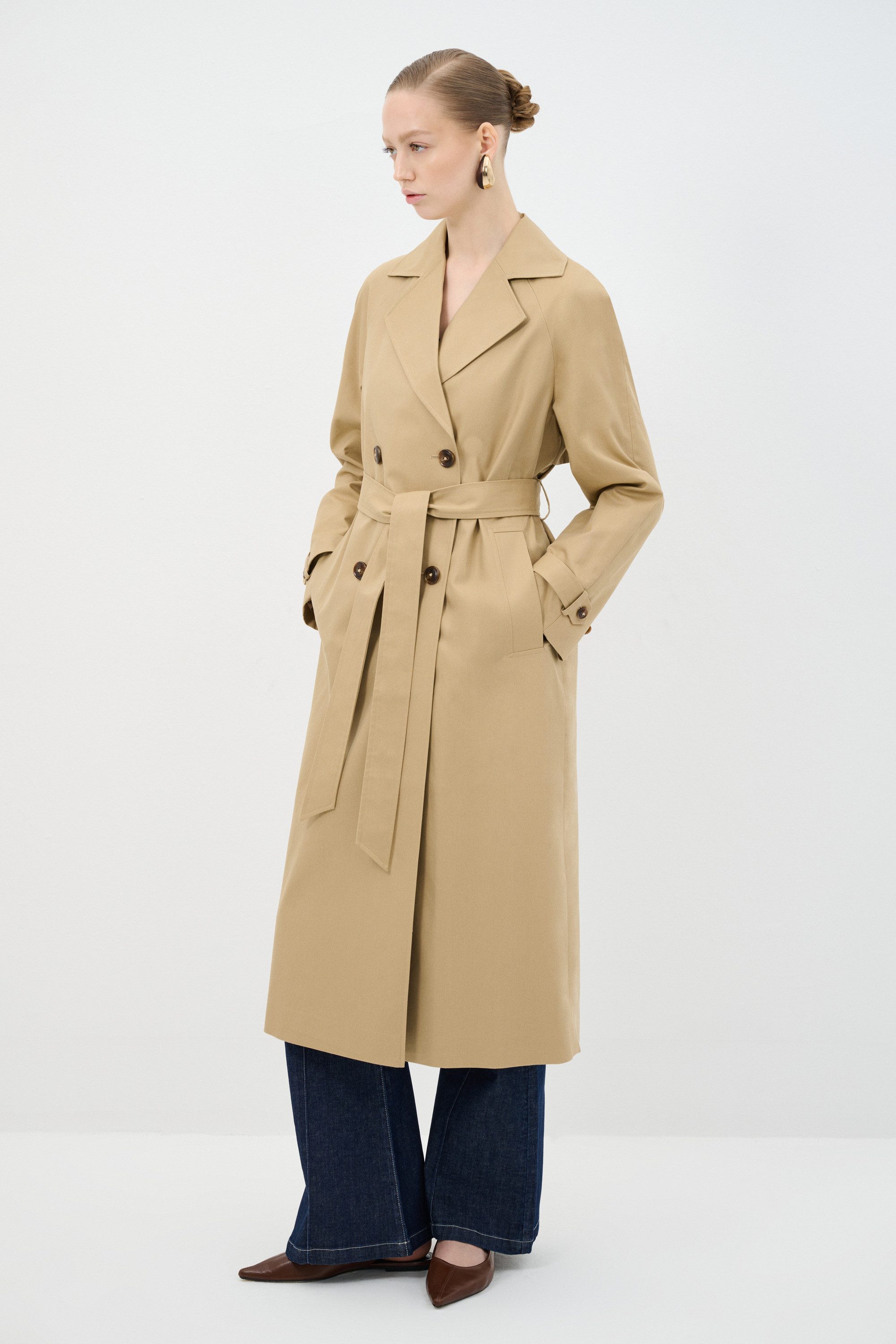 adL Trenchcoat Langer Trenchcoat mit Gürteldetail