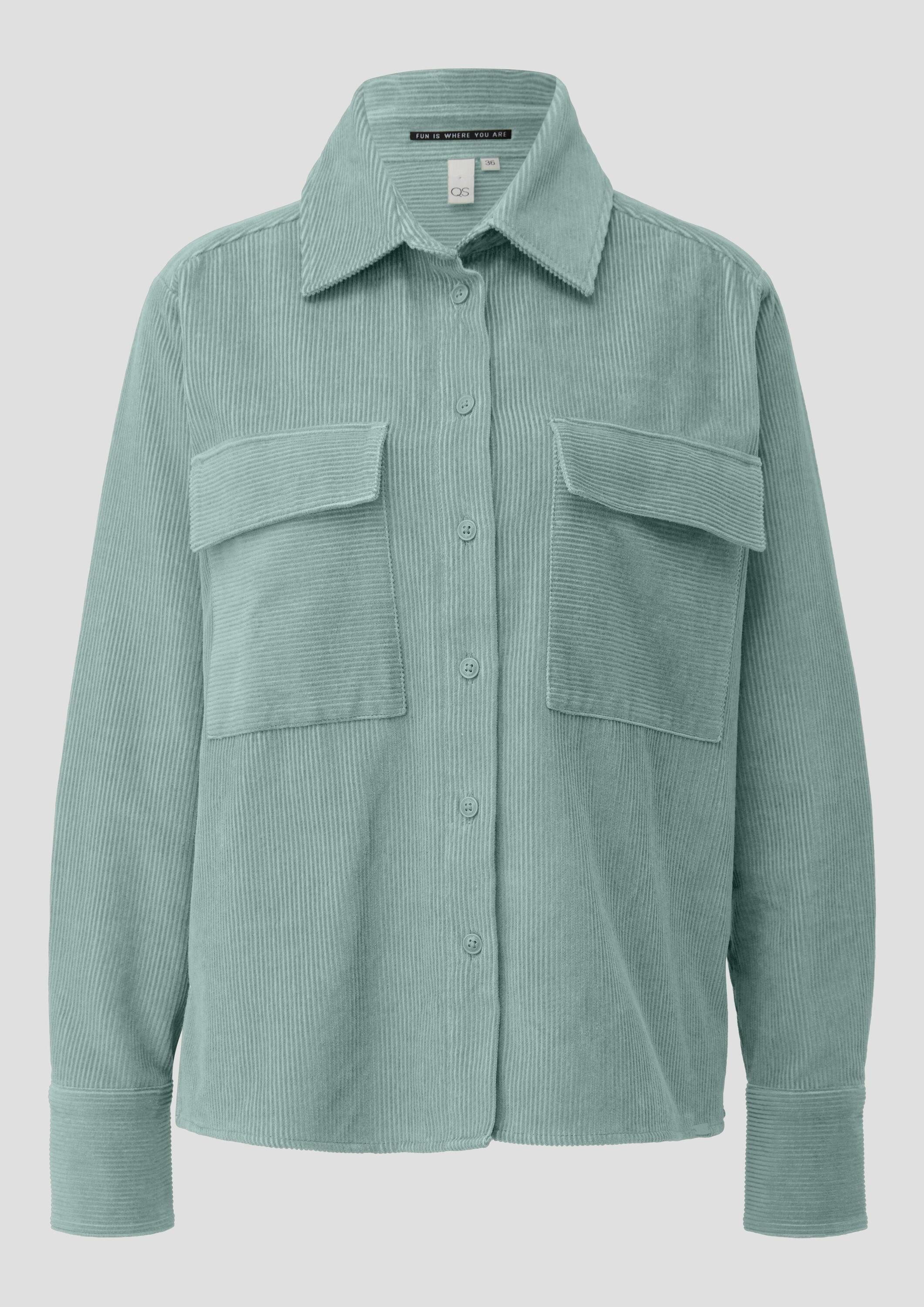 QS Langarmbluse Bluse Cord-Overshirt mit Brusttaschen
