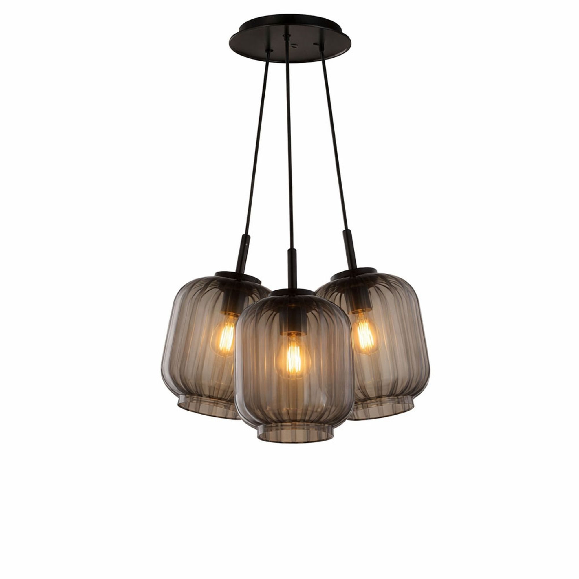 Pendelleuchte s.luce Velo Glas-Pendelleuchte Cluster 3-flammig 3x20cm Rauch