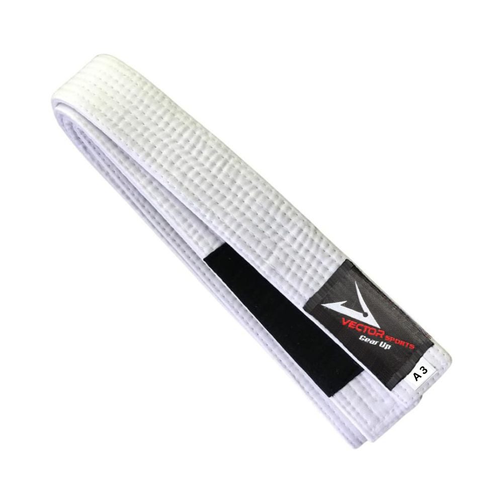 Montegoni Karateanzug BJJ Gürtel Weiß 300cm, Jiu Jitsu Gurt für Training & Prüfung (Einzelprodukt Martial Arts Gürtel, 1 Stück Kampfsportgürtel), Mehrfach gesteppte Nähte, 300 cm Länge, Universell für Kampfsportarten