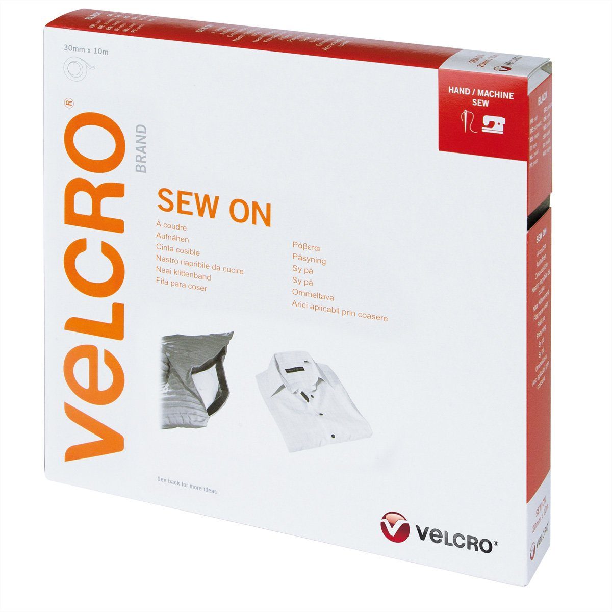 VELCRO Kabelbinder Klettband zum Aufnähen Haken & Flausch 30mm x 10m Schwarz, VEL-EC60279