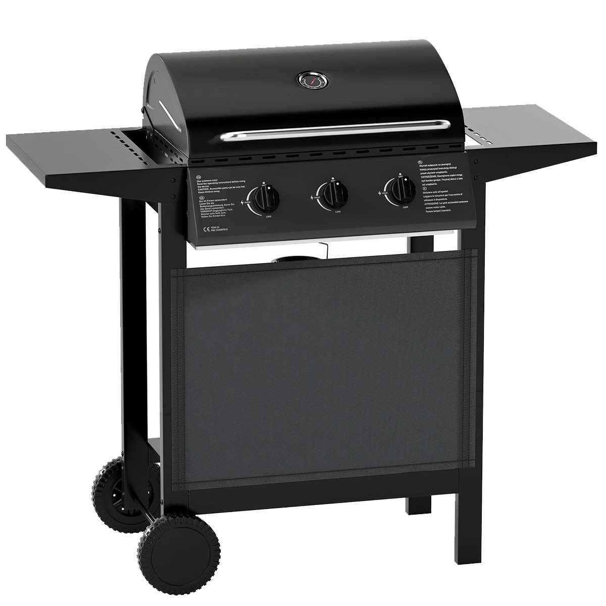 COSTWAY Gasgrill, Standgrills 7 kW Grillwagen mit 3 Brenner