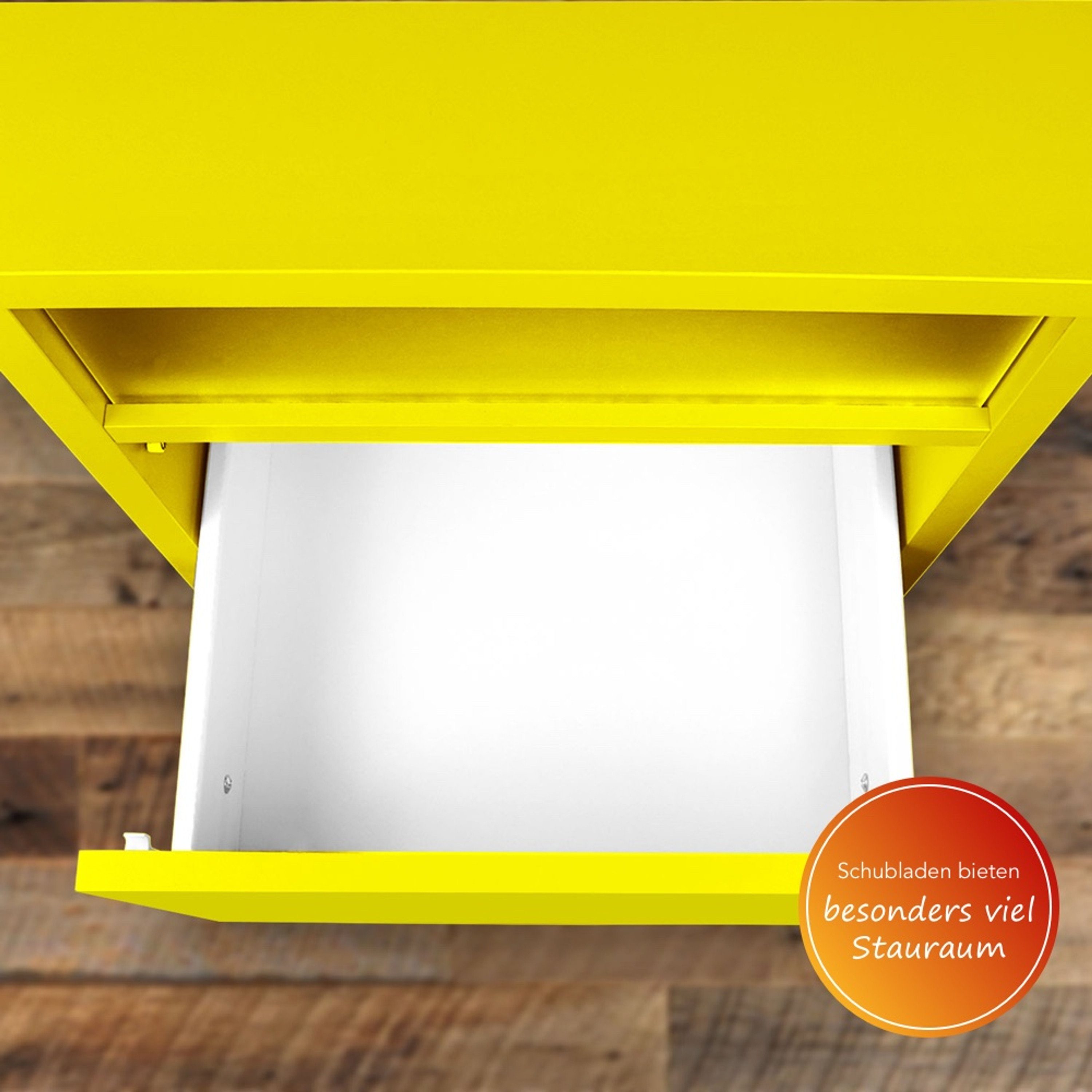 | Sideboard Ablagefach Gelb Gelb Eyecatcher, Aileenstore Kabeldurchlass Push-to-open-Funktion