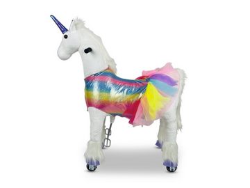 TPFLiving Reittier Einhorn Rainbow - Größe M - Farbe: weiß, Schaukeltier für Kinder ab 4 bis 10 Jahren - Sitzhöhe: 65 cm