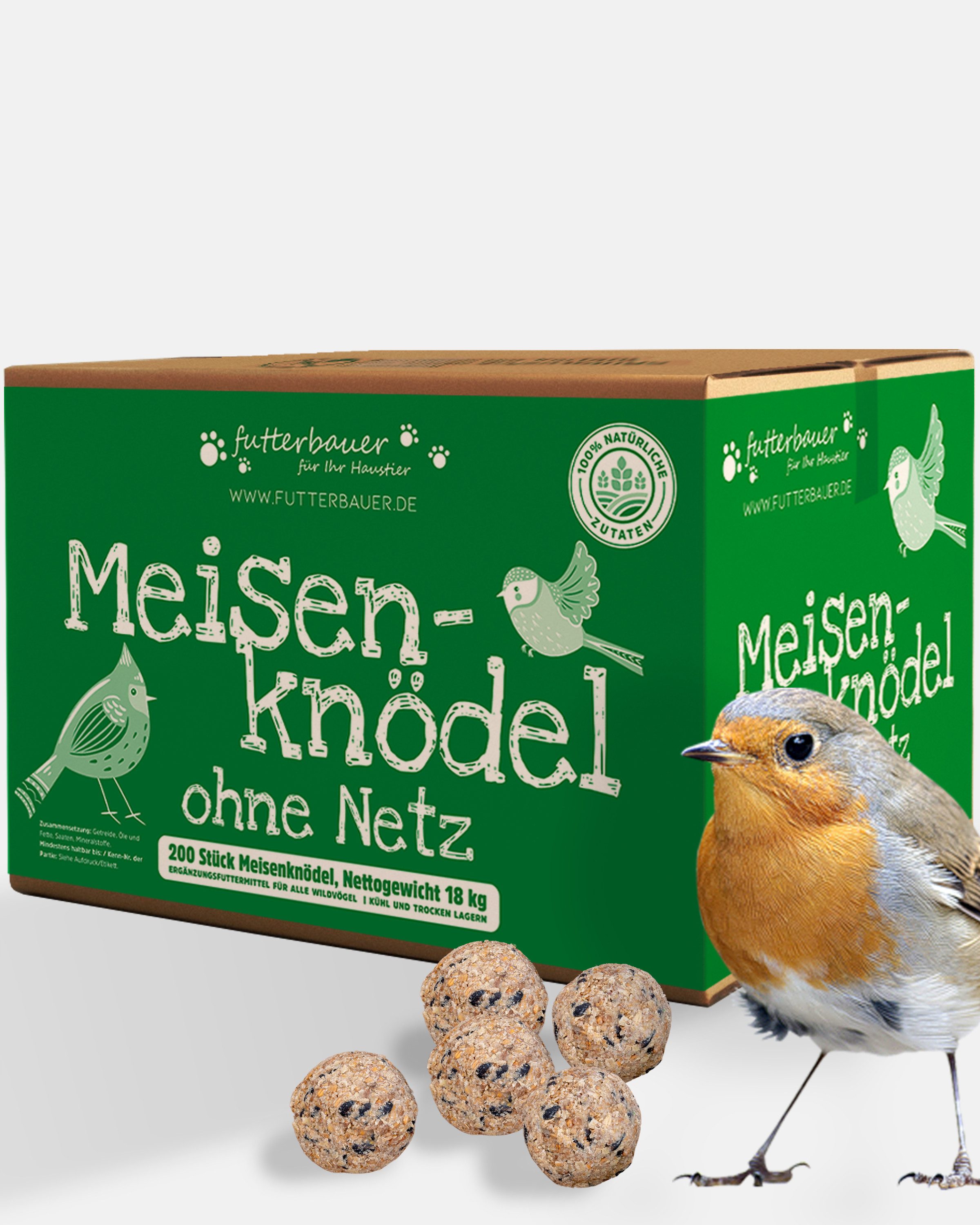 futterbauer Futterbauer Meisenknödel 200 Stück ohne Netz, ca. 90 g je Knödel, für: Vogel