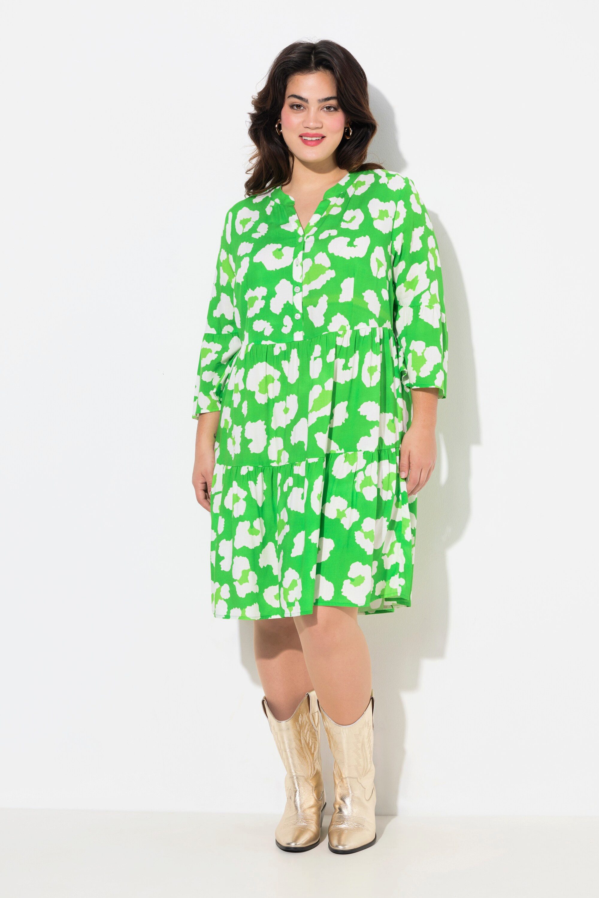 Angel of Style Jerseykleid Kleid Alloverdruck Tunika-Ausschnitt günstig online kaufen