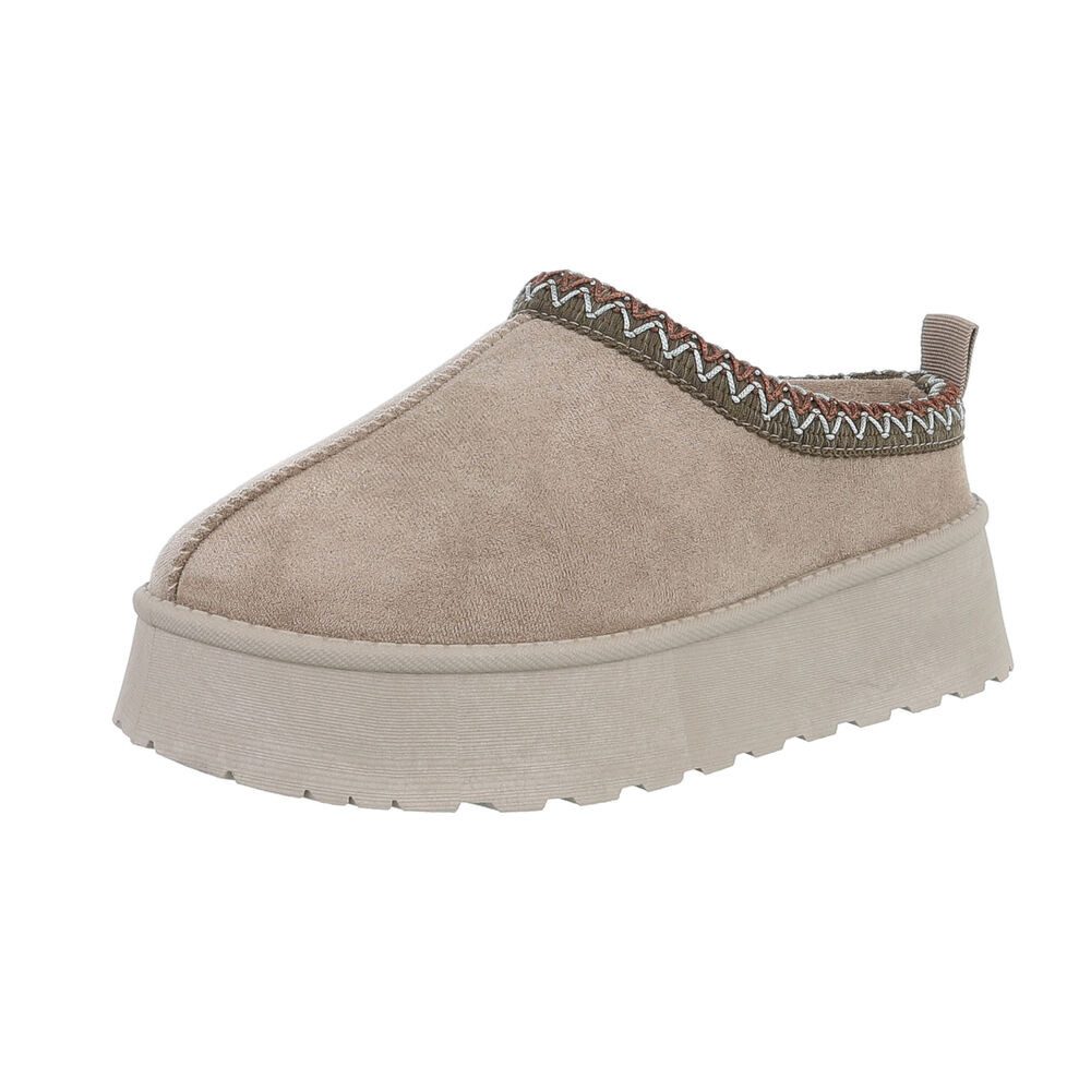 Ital-Design Die bequemen Plateau-Slipper Hausschuh (87475110) Flach Stiefeletten in Khaki