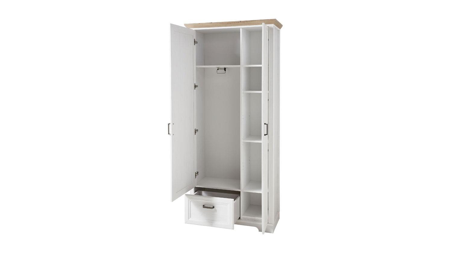 Innostyle Garderobenschrank Garderobenschrank Jasmin Pinie hell und Artisan Eiche 93x204