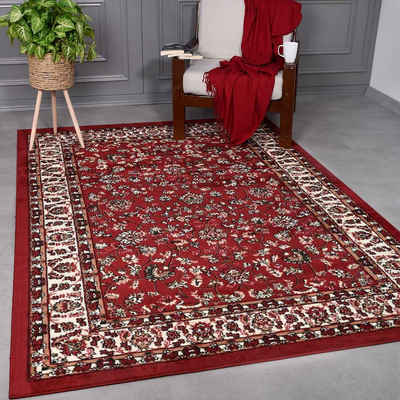 Orientteppich Kurzflor Teppich, Vimoda, Rechteckig, Höhe: 8 mm, mit Kunstvollem, Red, Klassischer, Wohnzimmer, Ornamenten