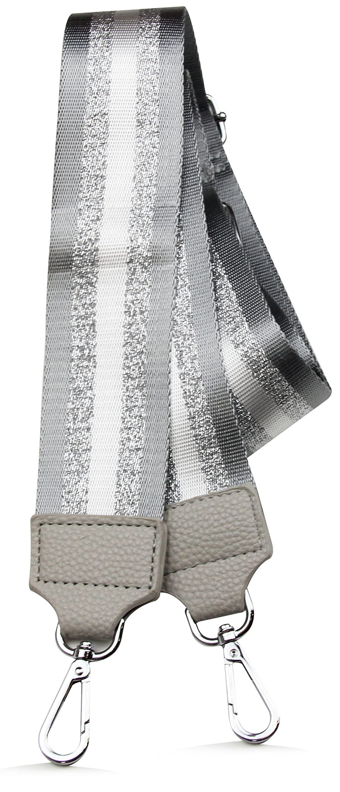 IN Muster: Gestreift Taschen, für Grau MADE 5cm breiter Frentree Schultergurt ITALY, Schulterriemen Gurt, Silber verstellbarer