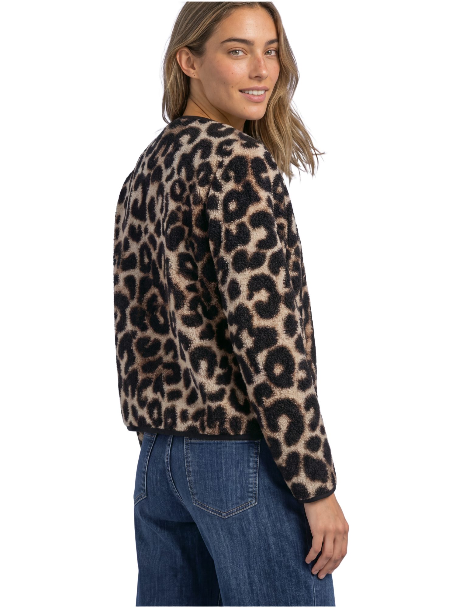 STREET ONE Fellimitatjacke bunt,Casual,Polyester,Gemustert,Rundhals,Langarm,Regular Fit – Bild 3 von 5