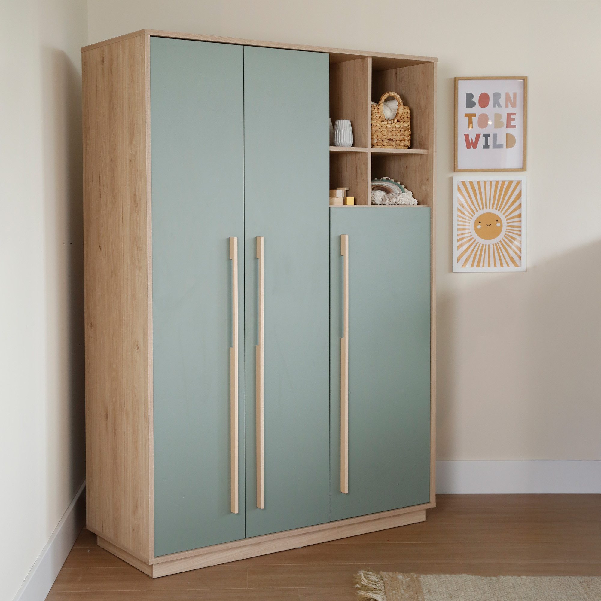 roba® Kleiderschrank Selva - 3-türig mit offenen Fächern