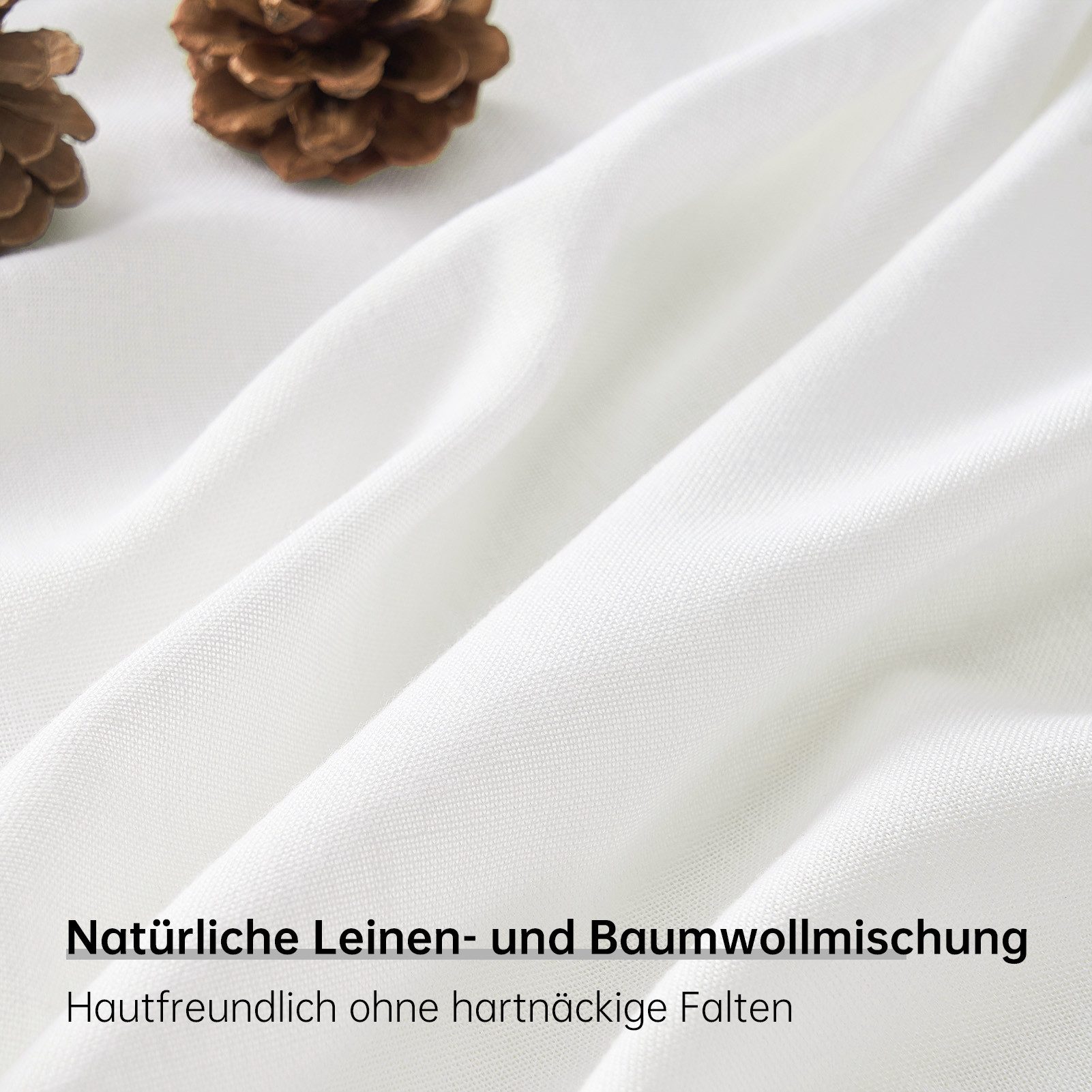 Topfinel Gardine Leinenoptik Gardinen mit Ösen Vorhänge für Wohnzimmer (2 St), Ösen, halbtransparent, gardinen weiss halbtransparent 140x240 Studie kinderzimmer modern Boho