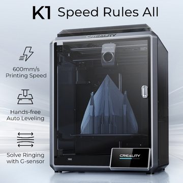 Creality 3D-Drucker K1, Hohe Geschwindigkeit 600 mm/s, 4,3-Zoll-Farb-Touchscreen