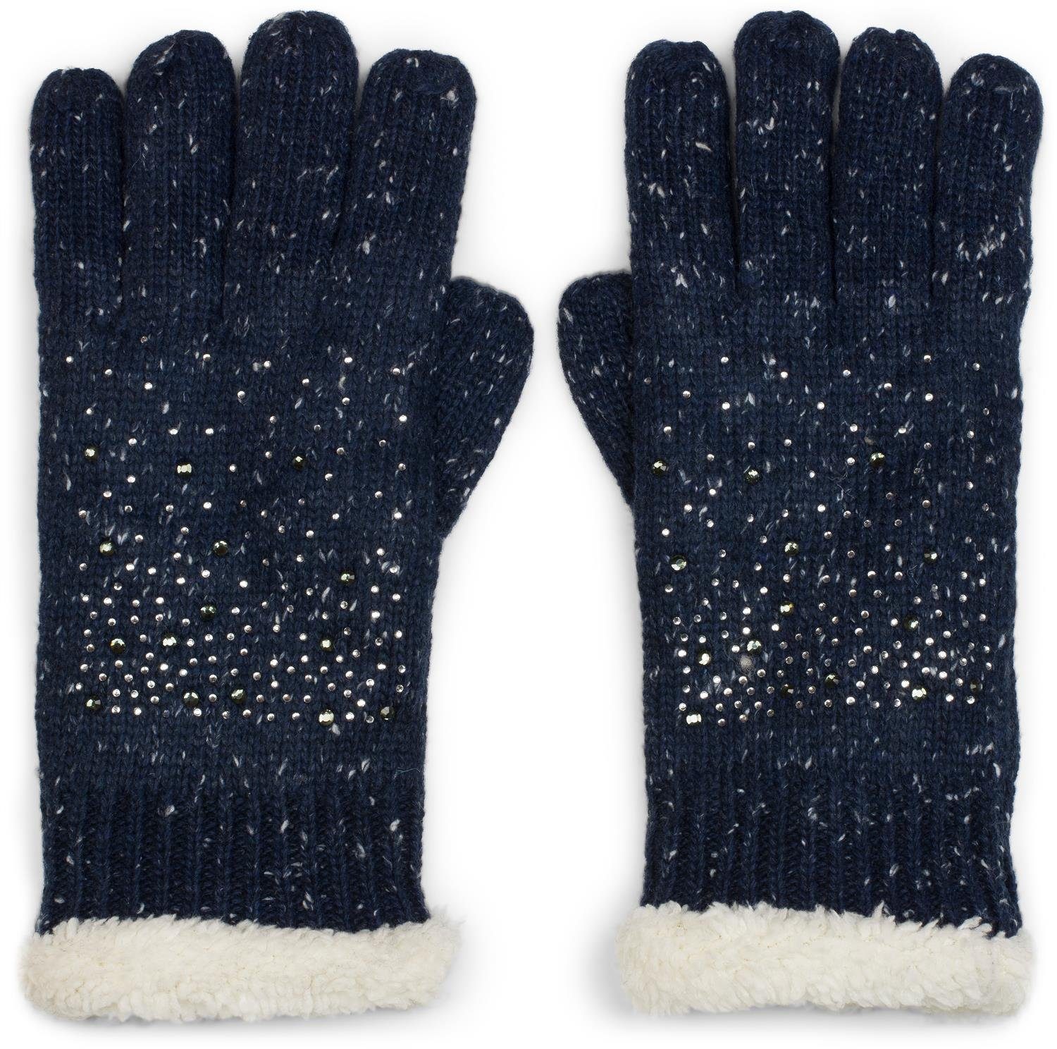 styleBREAKER Strickhandschuhe Strickhandschuhe mit Strass und Fleece (1-St) günstig online kaufen