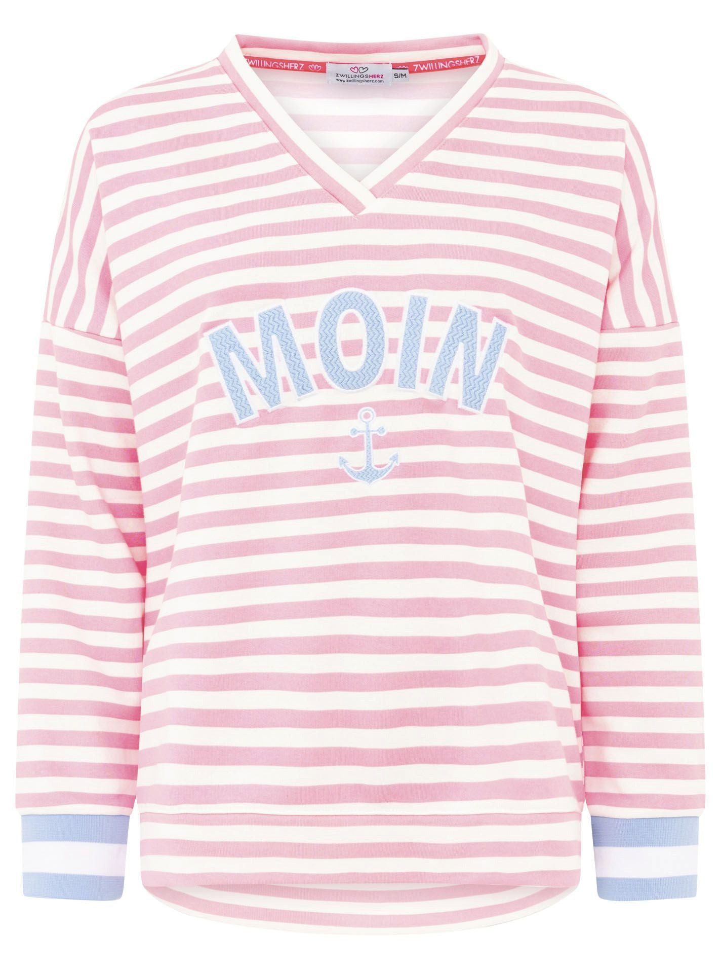 Zwillingsherz Sweatshirt Sweat Pullover V-Neck "MoinZH" günstig online kaufen